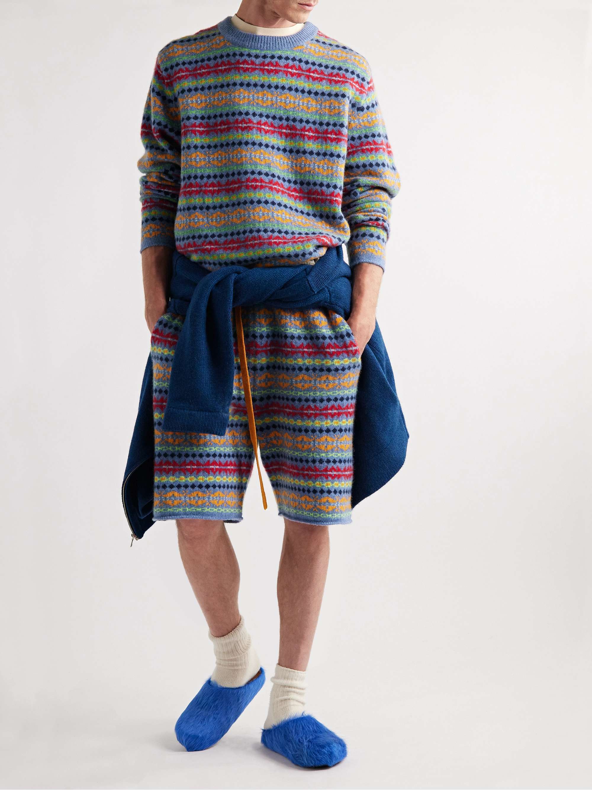 THE ELDER STATESMAN Fair Isle Cashmere Shorts