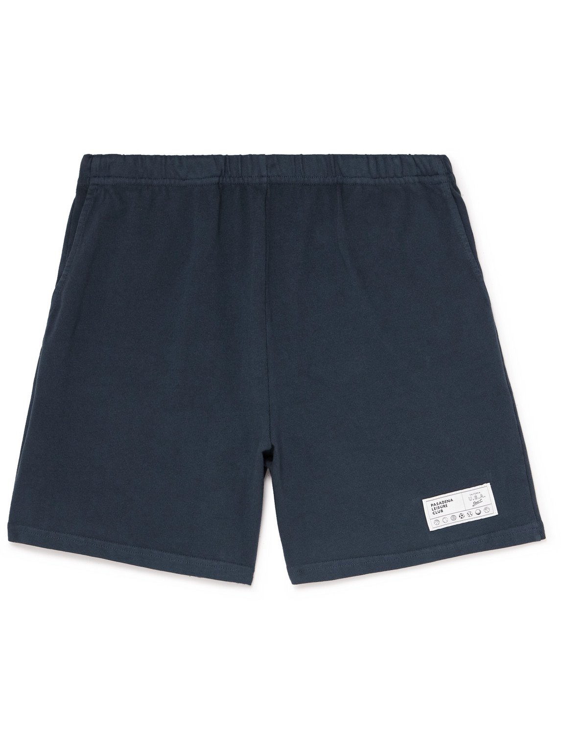 Pasadena Leisure Club Straight-leg Appliquéd Cotton-jersey Shorts In Blue