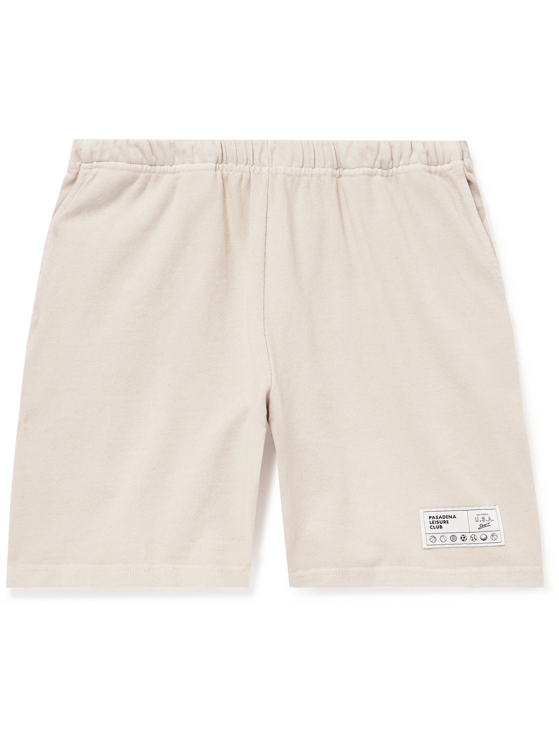 Pasadena Leisure Club Straight-leg Appliquéd Cotton-jersey Drawstring Shorts In Gray
