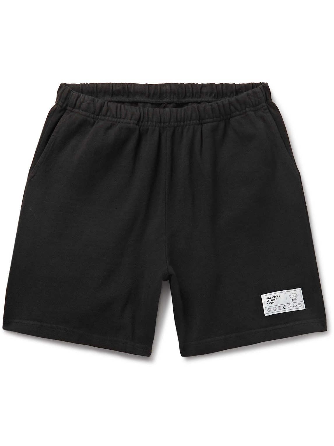 Pasadena Leisure Club Straight-leg Logo-appliquéd Cotton-jersey Shorts In Black