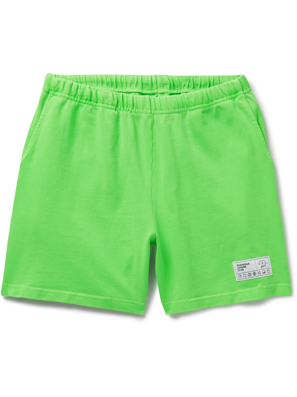 Pasadena Leisure Club Straight-leg Logo-appliquéd Cotton-jersey Shorts In Green