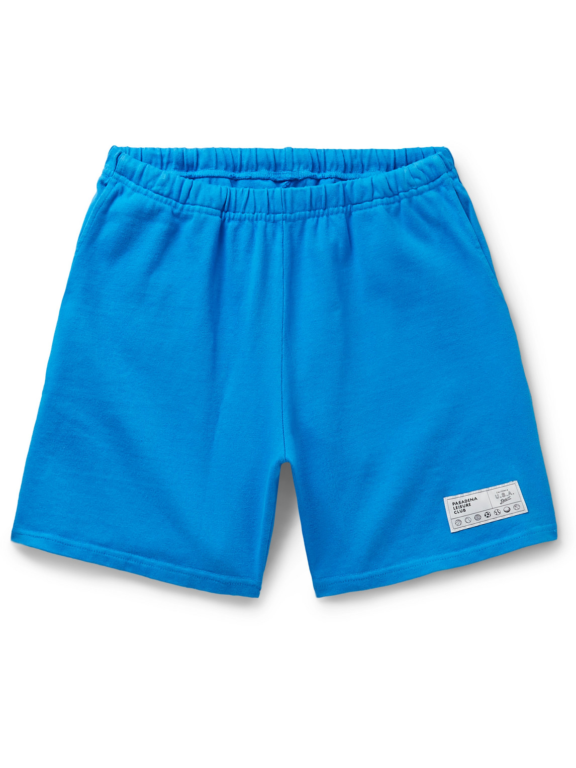 Pasadena Leisure Club Straight-leg Logo-appliquéd Cotton-jersey Shorts In Blue