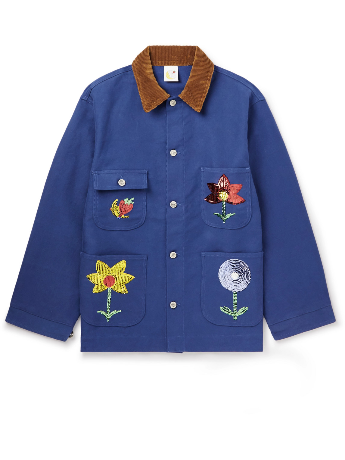 Sequin-Embellished Corduroy-Trimmed Cotton Chore Jacket