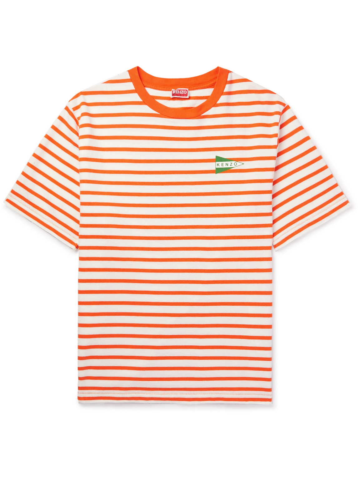 Striped Logo-print T-shirt In Orange