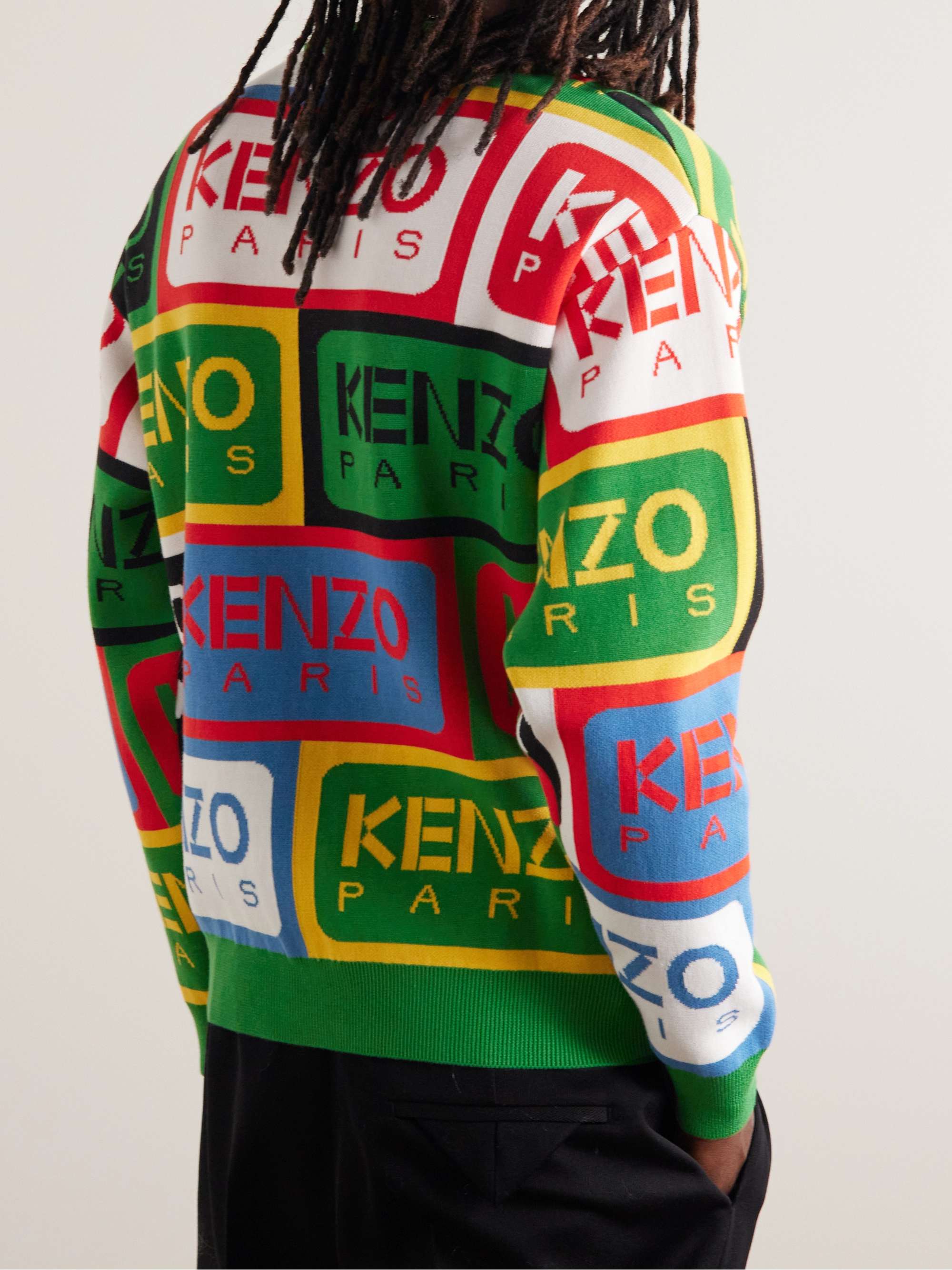 KENZO Logo-Intarsia Cotton Sweater