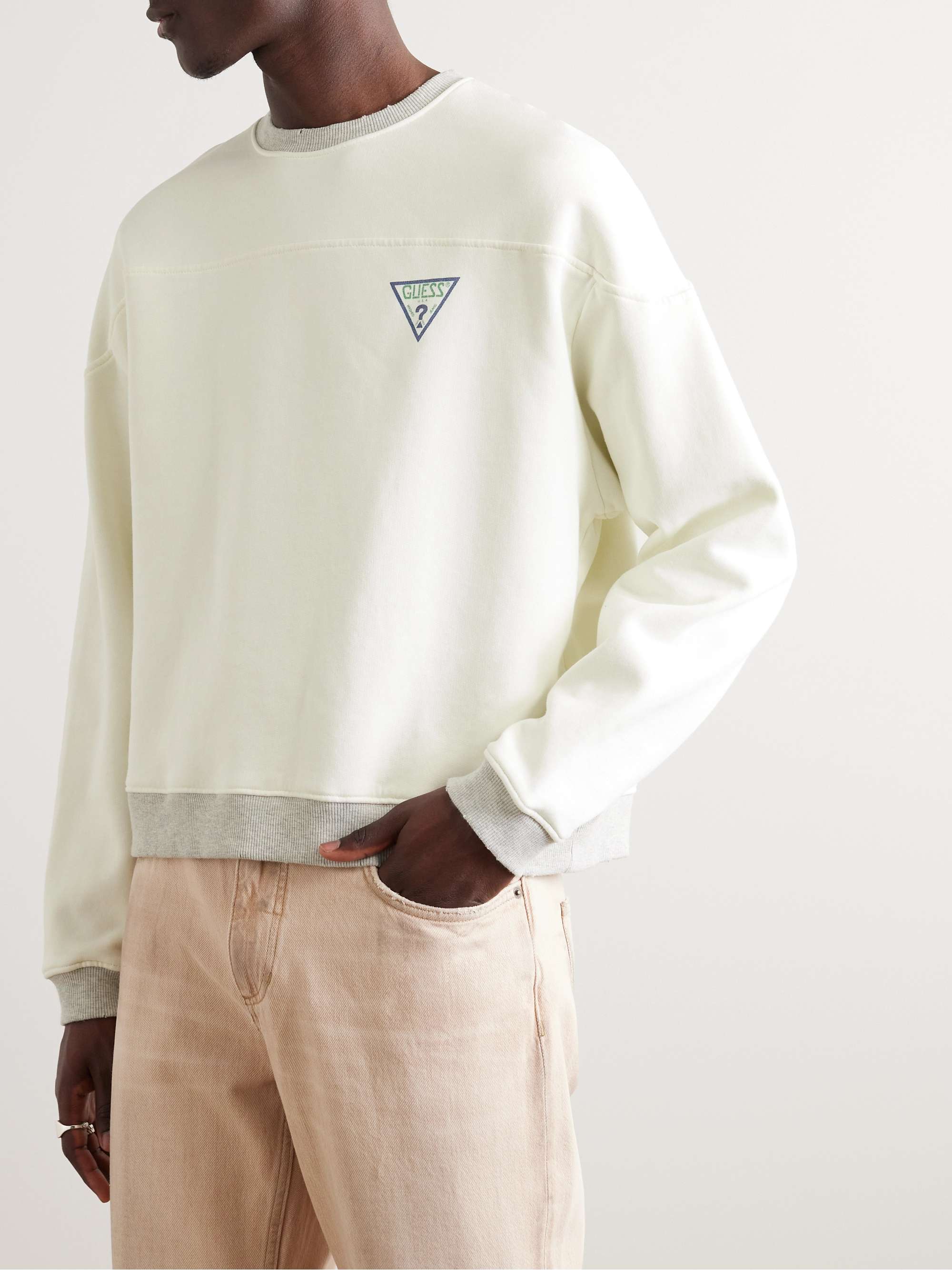 GUESS USA Logo-Print Cotton-Blend Jersey Sweatshirt