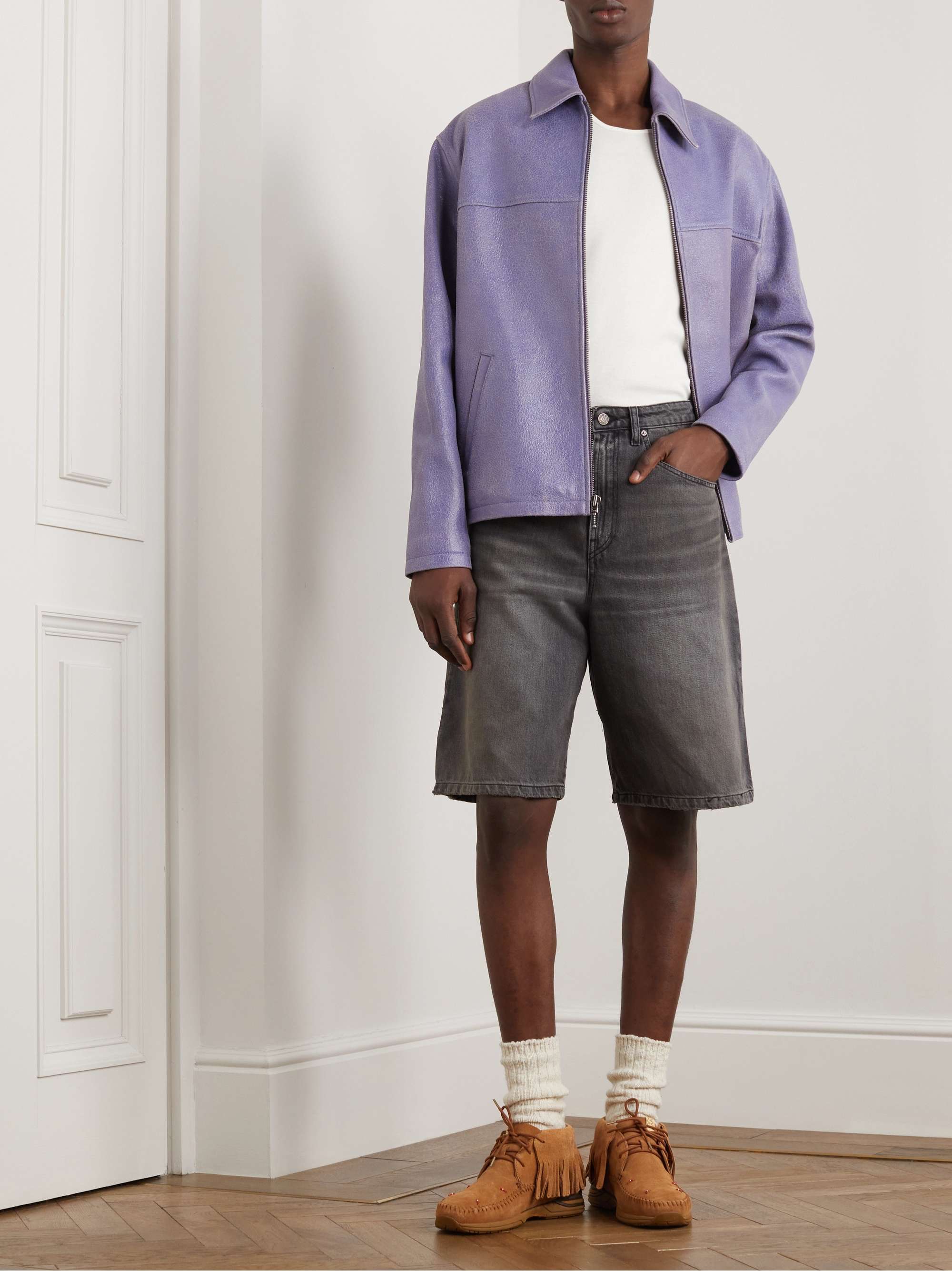 Guess purple leather jacket Clearance