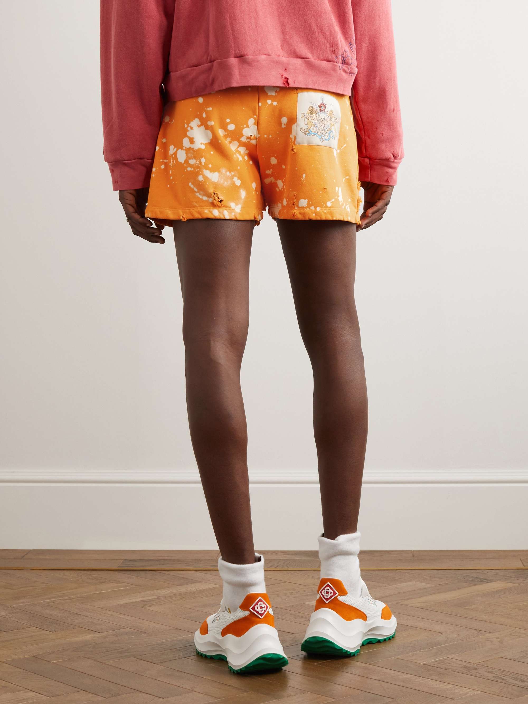 LIBERAL YOUTH MINISTRY Straight-Leg Distressed Bleached Cotton-Jersey Shorts