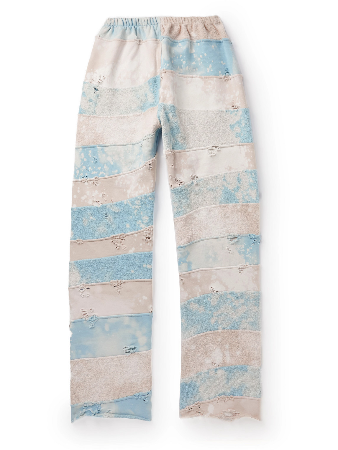 LIBERAL YOUTH MINISTRY - Straight-Leg Bleached Distressed Cotton-Jersey and Terry Sweatpants - Men - Blue - L