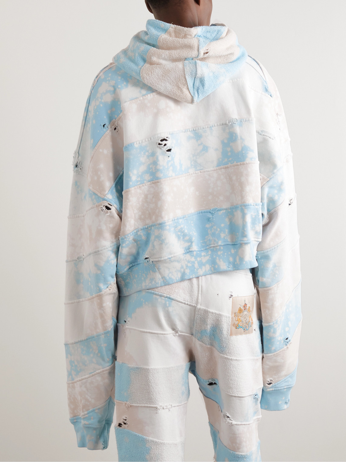  Liberal Youth Ministry - Oversized Bleached Distressed Cotton-jersey And Terry Hoodie - Men - Blue - Xs 