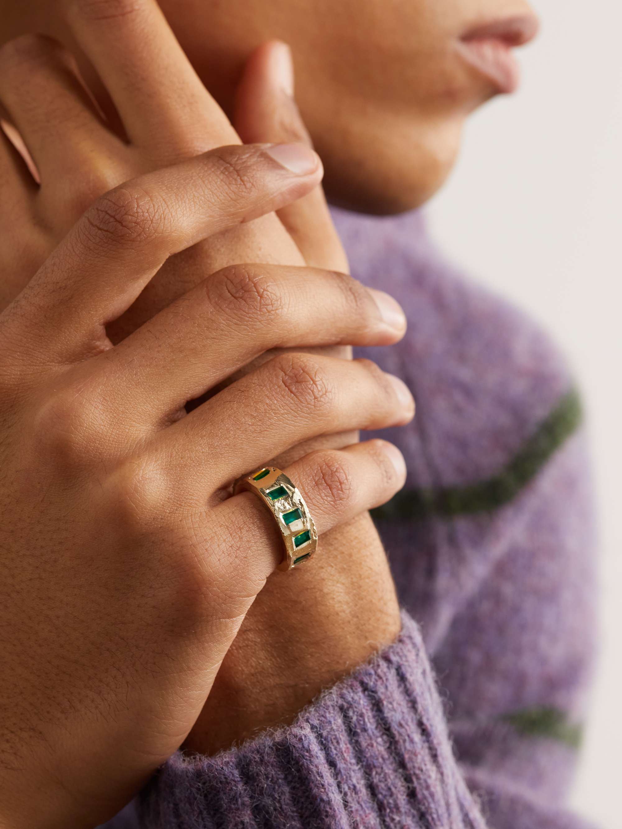 THE OUZE 9-Karat Gold Hydrothermal Emerald Ring