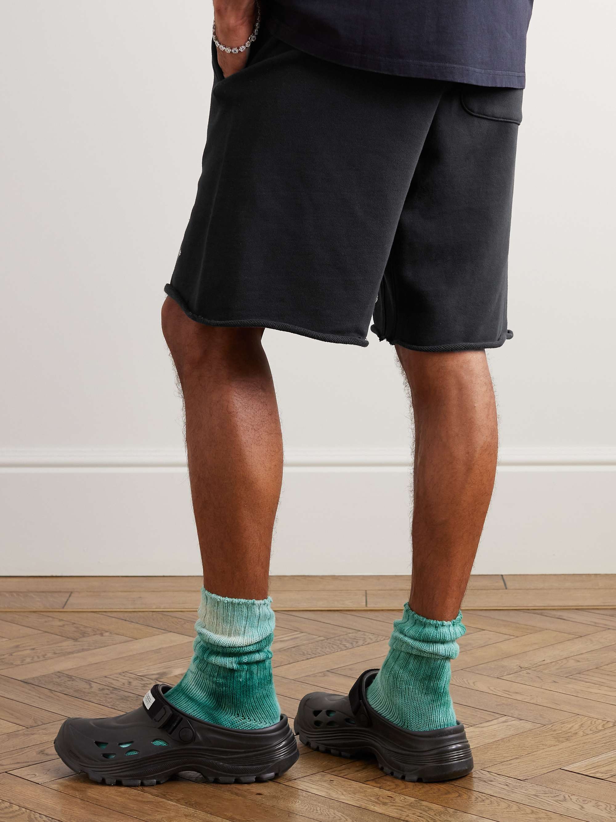 EMOTIONALLY UNAVAILABLE Straight-Leg Crystal-Embellished Cotton-Jersey Shorts