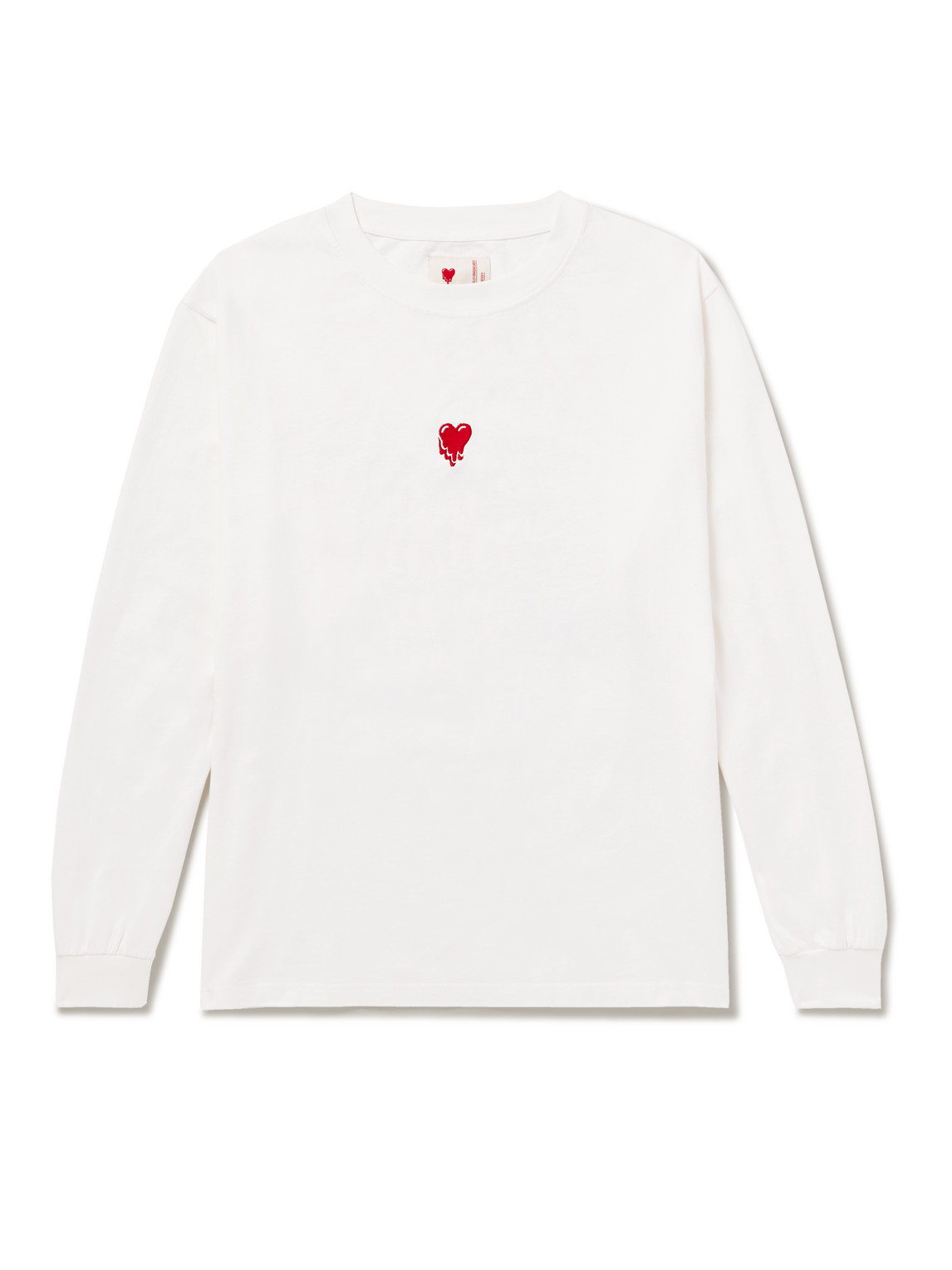 注目■EMOTIONALLY UNAVAILABLE■EU PRINTED LS TEE ホワイト Emotionally Unavailable Logo-embroidered Printed Cotton
