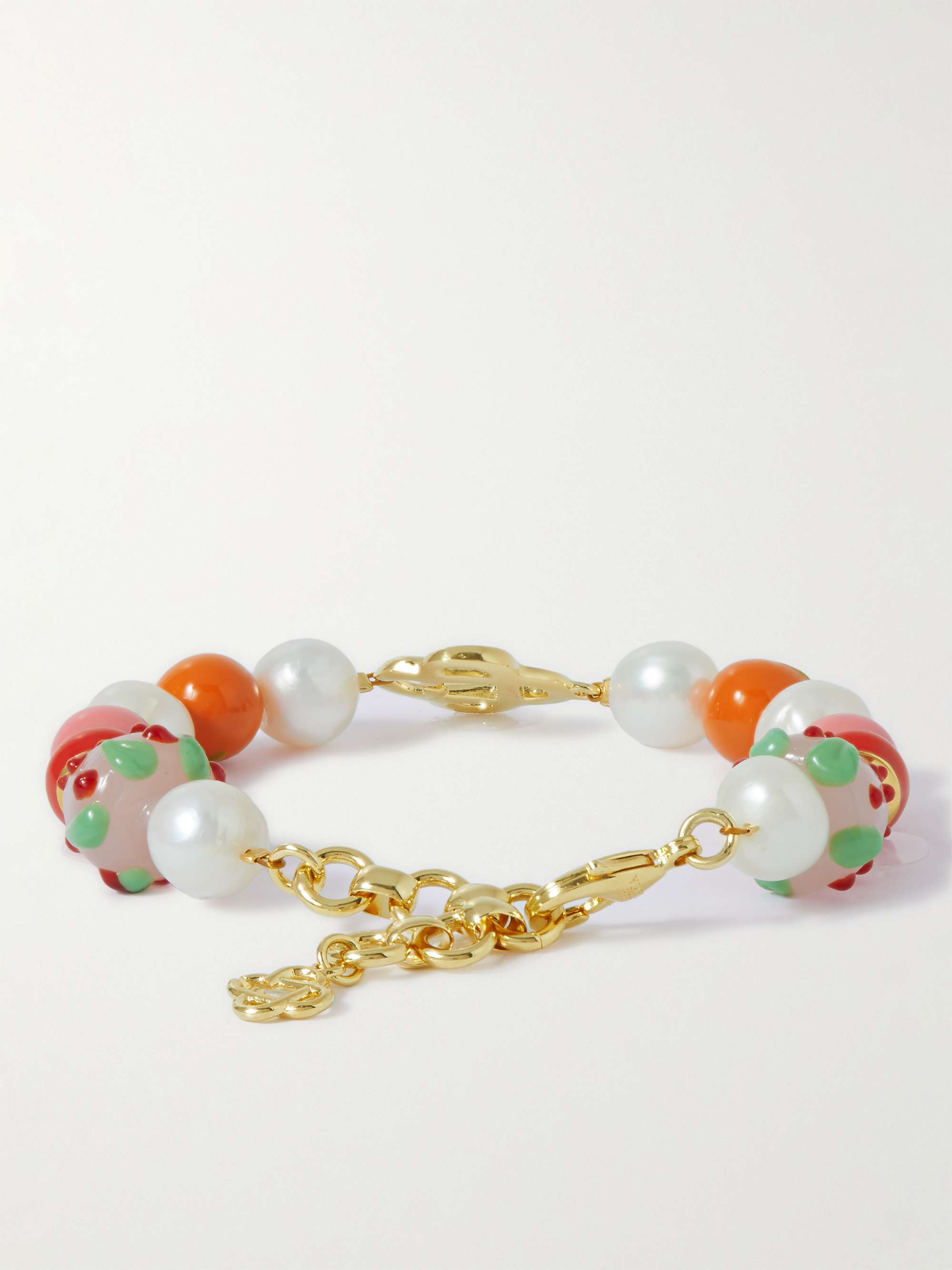 CASABLANCA Gold-Plated Pearl and Enamel Beaded Bracelet