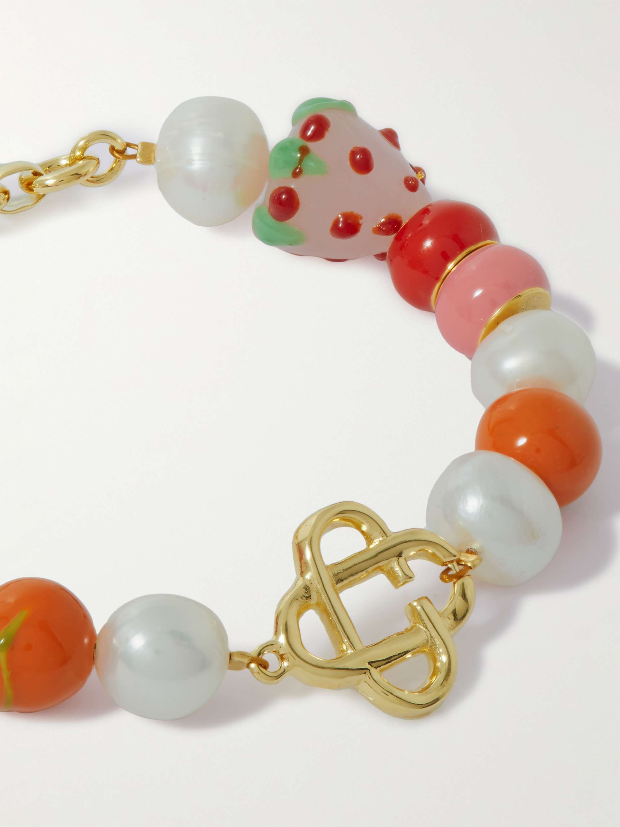 CASABLANCA Gold-Plated Pearl and Enamel Beaded Bracelet