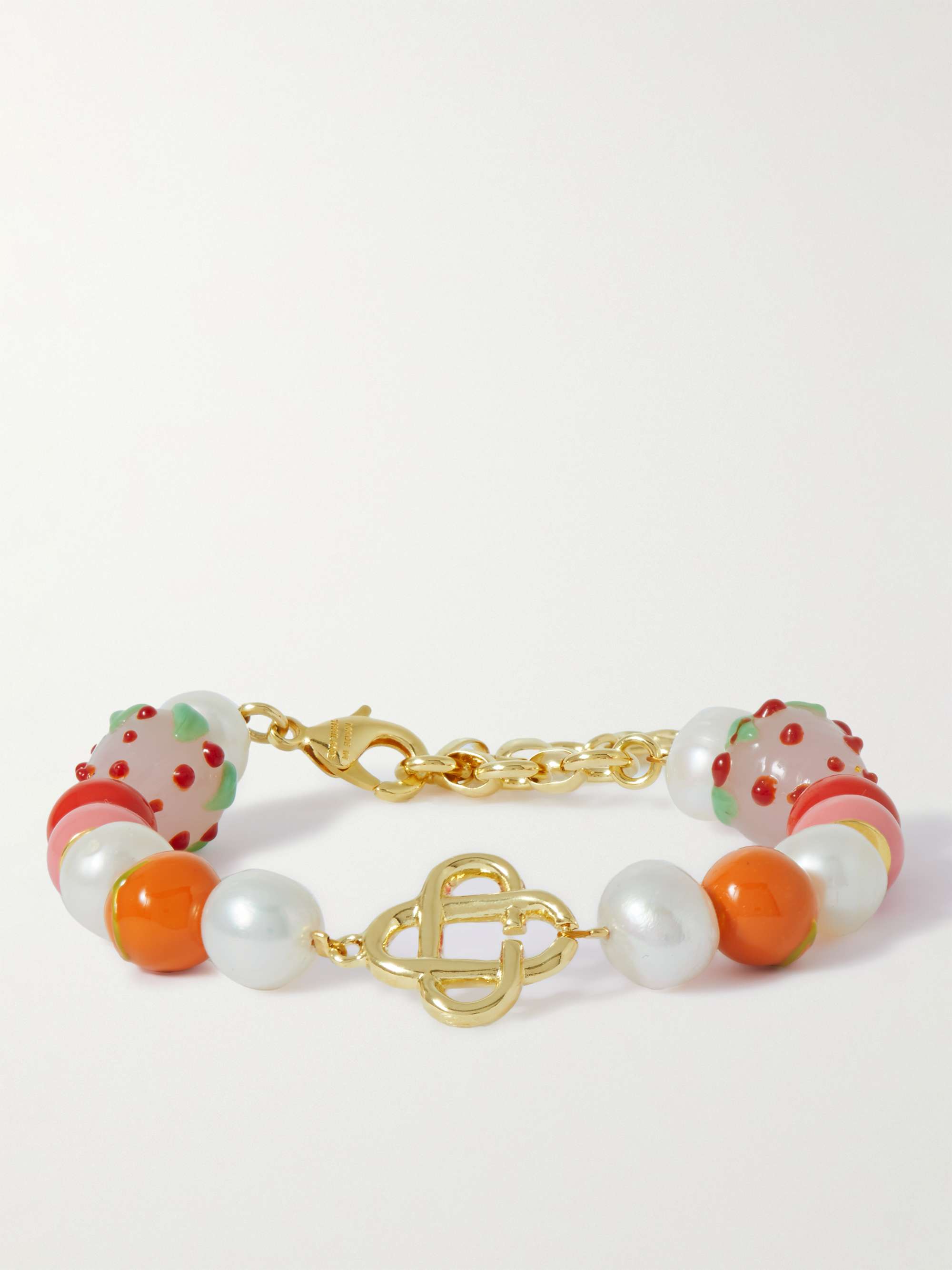 CASABLANCA Gold-Plated Pearl and Enamel Beaded Bracelet