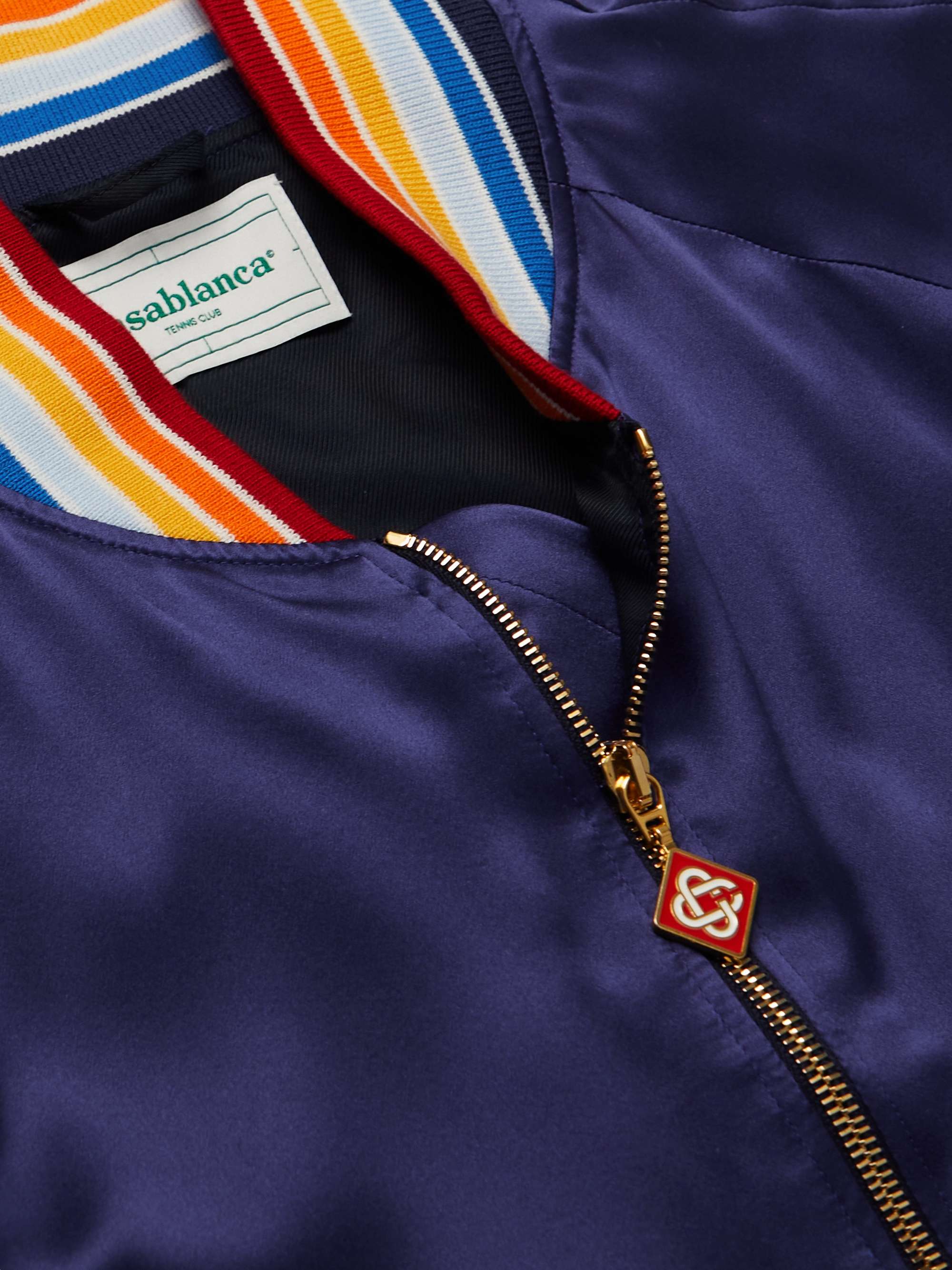 CASABLANCA Casa Talisman Appliquéd Silk Bomber Jacket