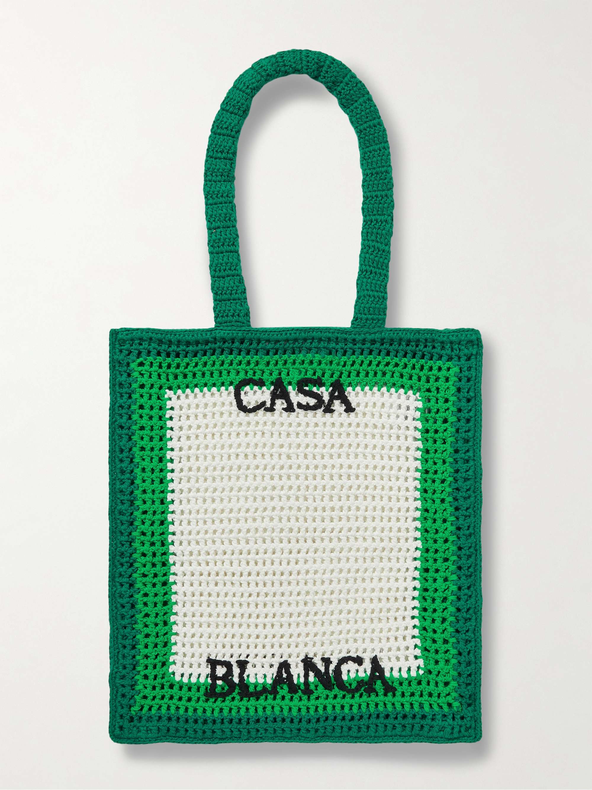 CASABLANCA Logo-Embroidered Crocheted Cotton Tote Bag