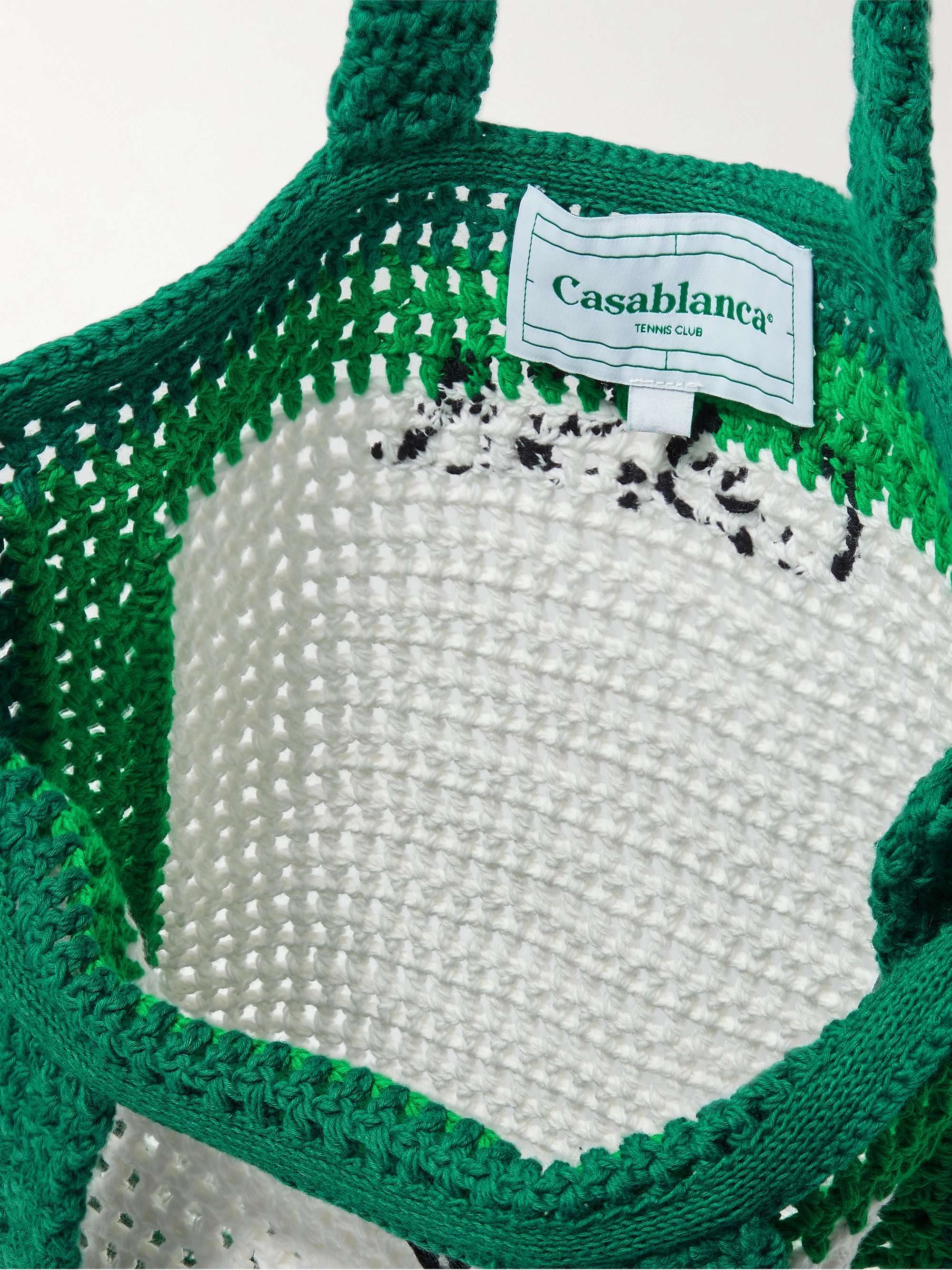 CASABLANCA Logo-Embroidered Crocheted Cotton Tote Bag