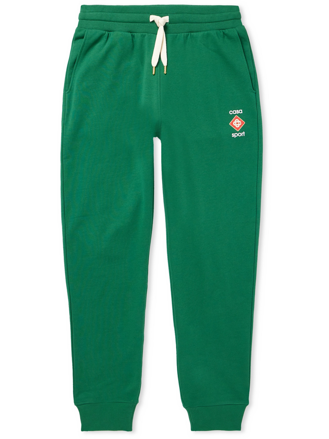 Casablanca Casa Sport Tapered Printed Organic Cotton-jersey Sweatpants In Green