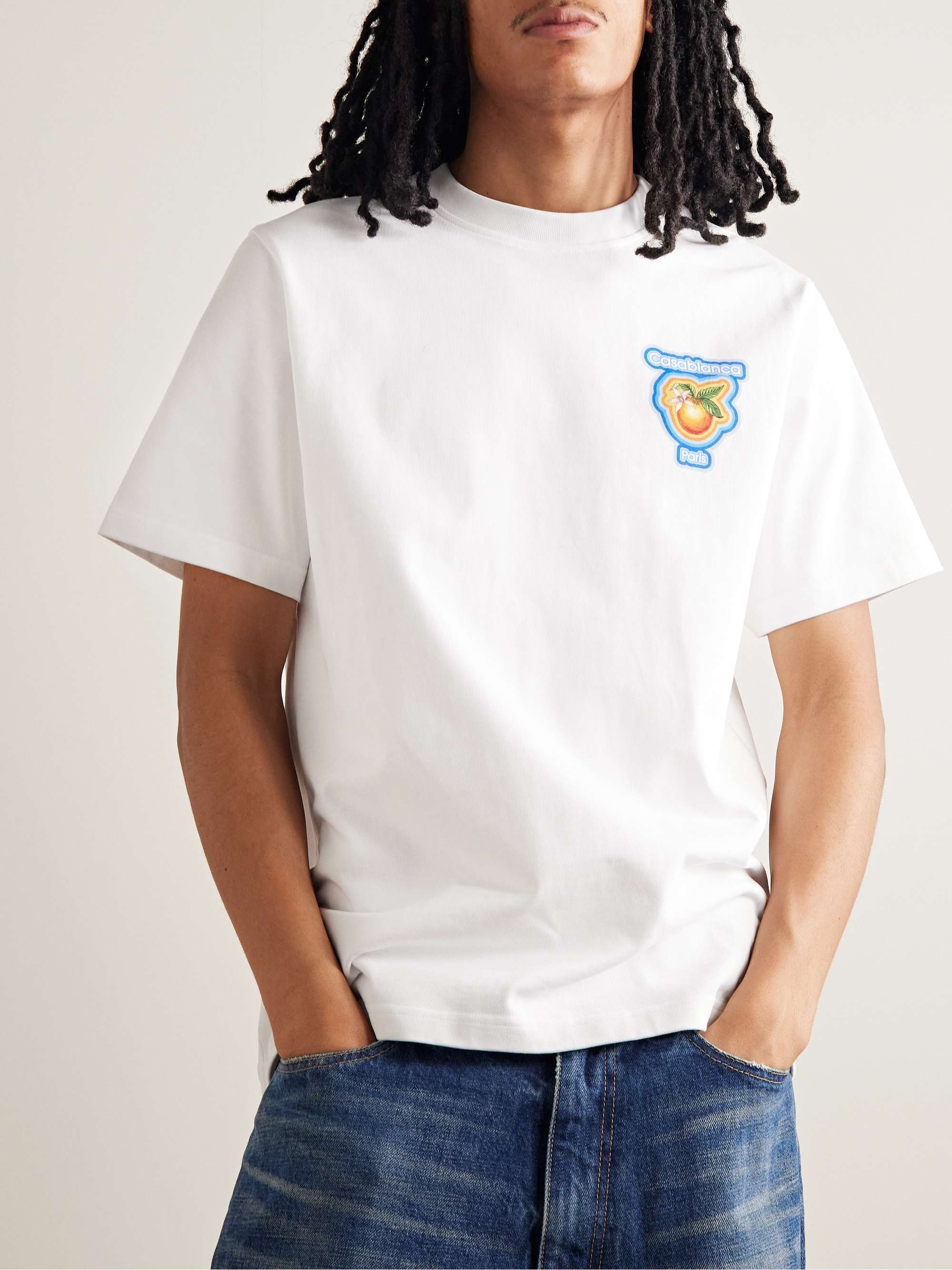 CASABLANCA Radiating Orange Logo-Print Cotton-Jersey T-Shirt