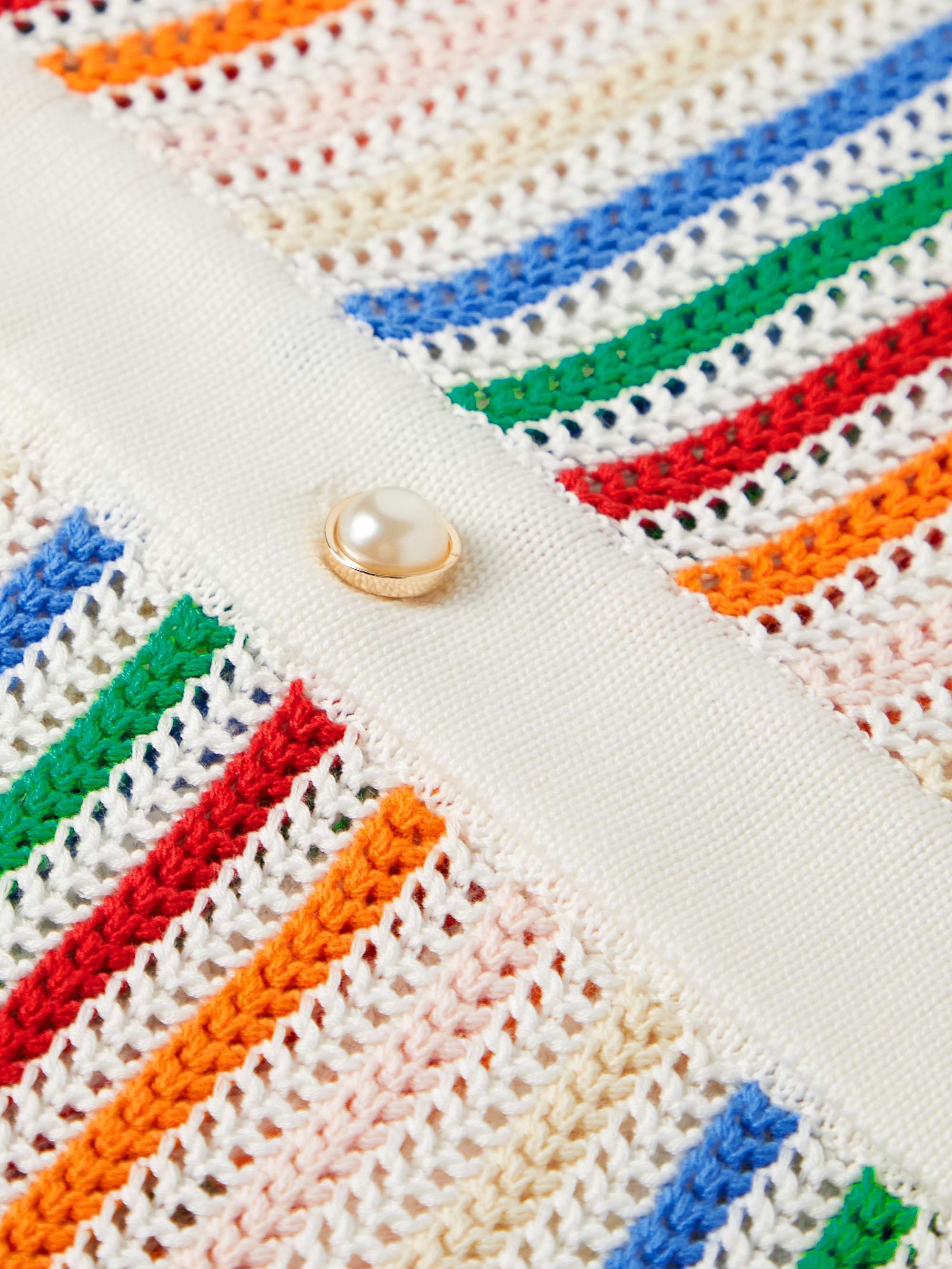 CASABLANCA Logo-Appliquéd Striped Crocheted Cotton Shirt