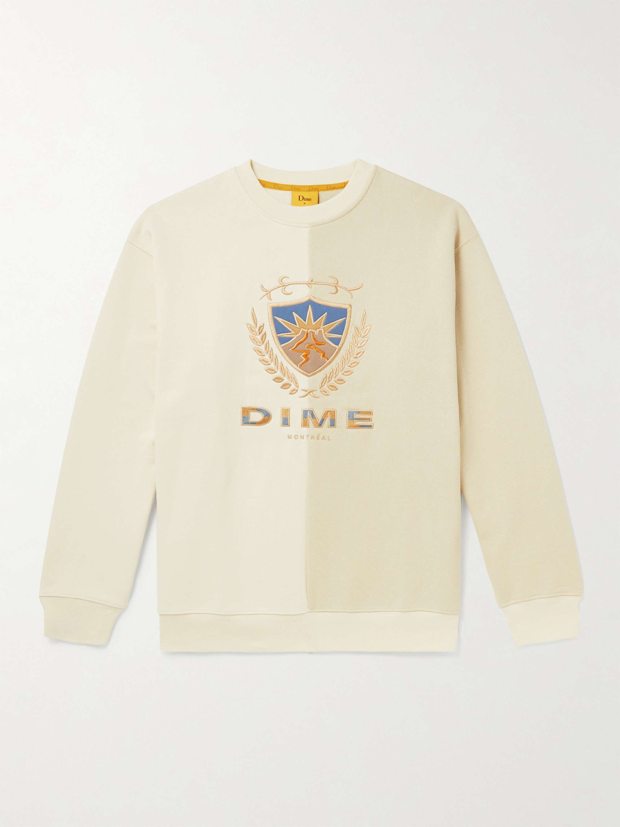 DIME Split Crest Logo-Embroidered Two-Tone Cotton-Jersey Sweatshirt