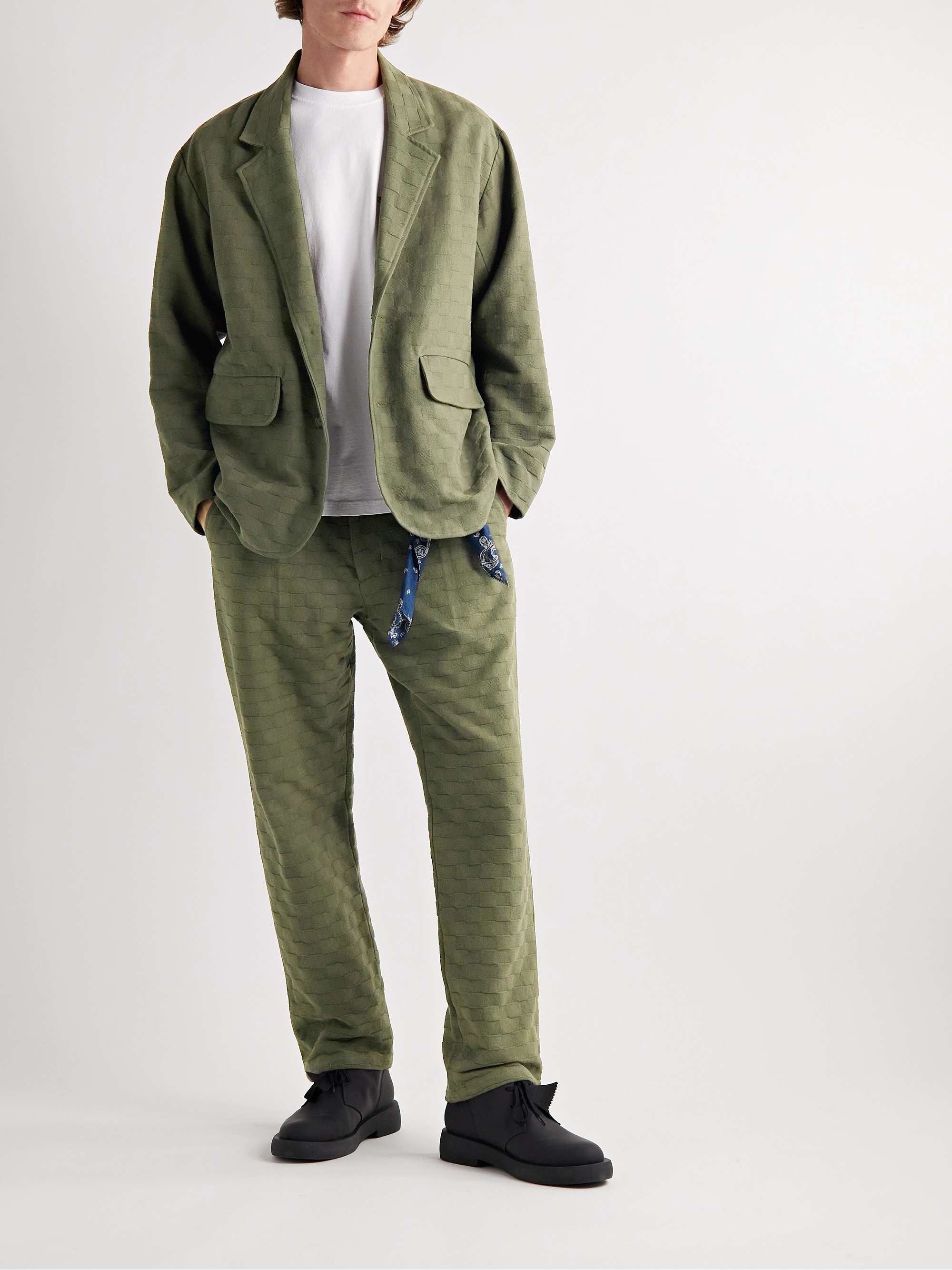 GENERAL ADMISSION Checked Cotton-Twill Jacquard Suit Jacket