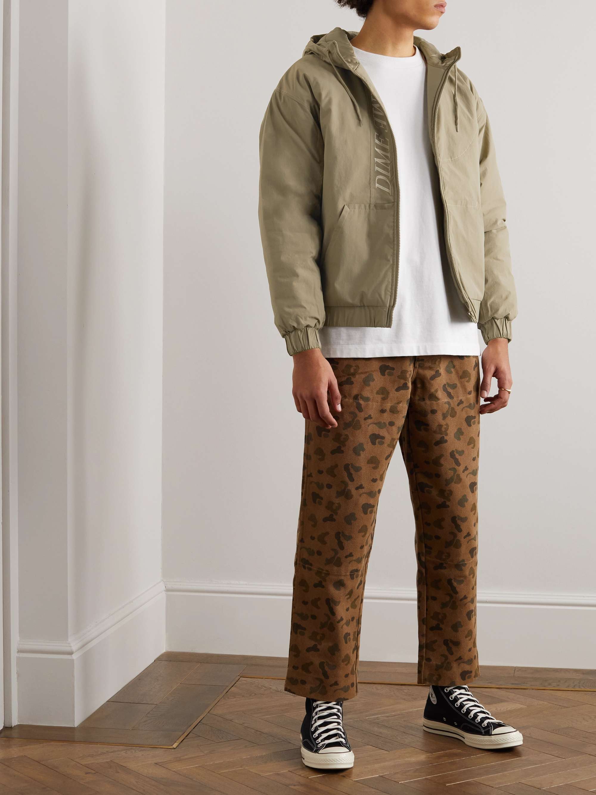 Logo-Embroidered Shell Hooded Jacket