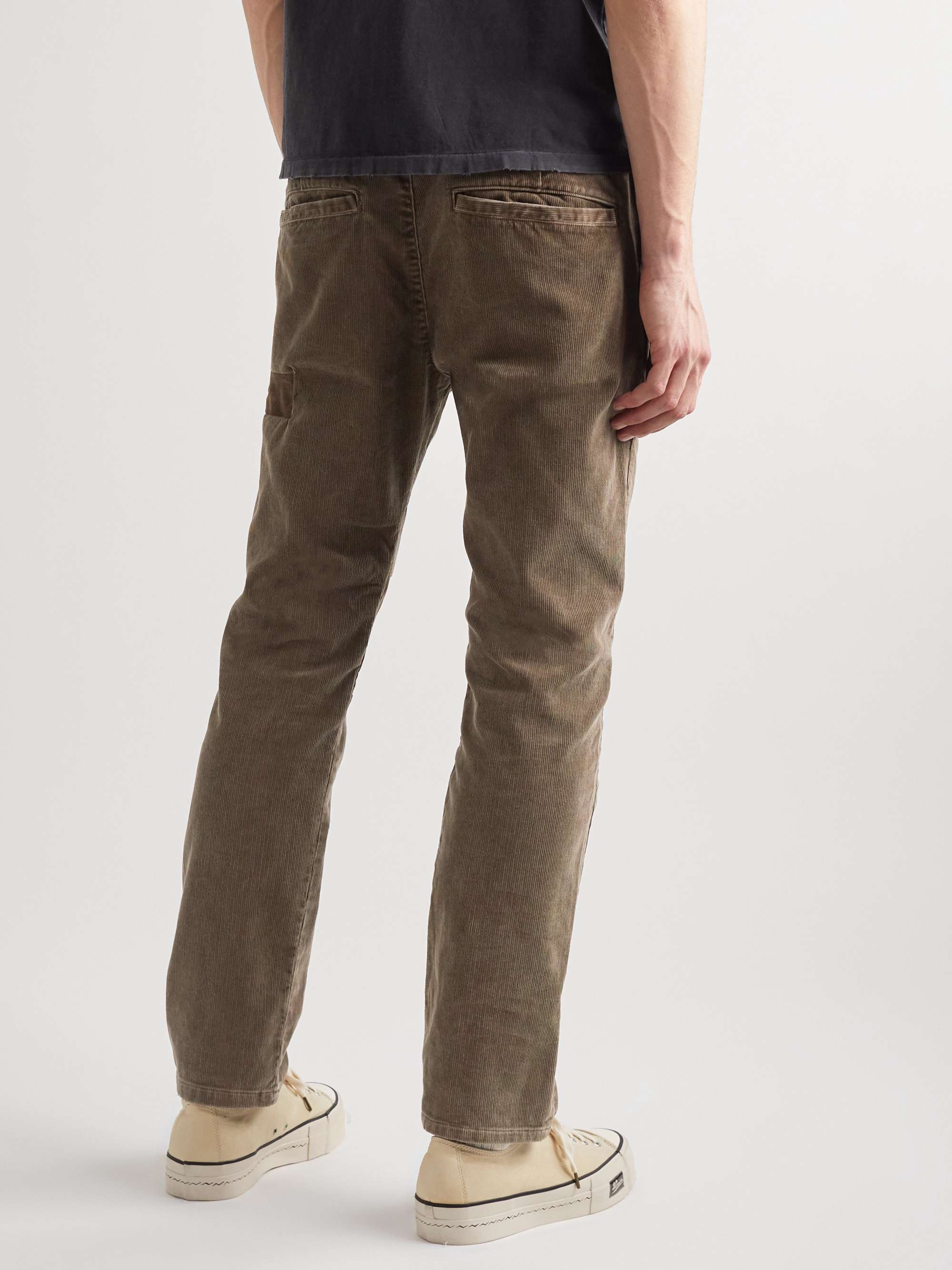REMI RELIEF Straight-Leg Panelled Cotton-Blend Corduroy Trousers