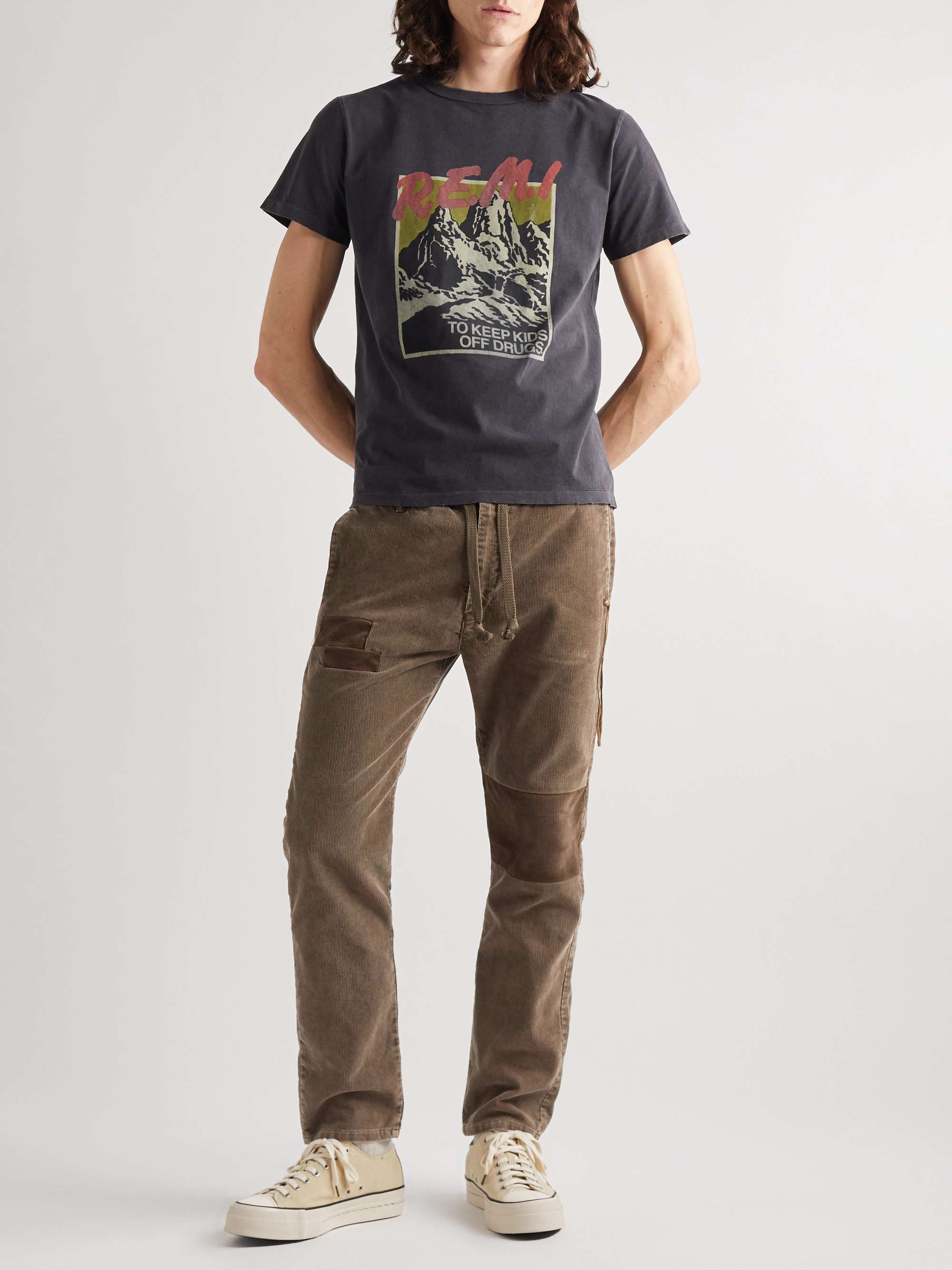 REMI RELIEF Straight-Leg Panelled Cotton-Blend Corduroy Trousers