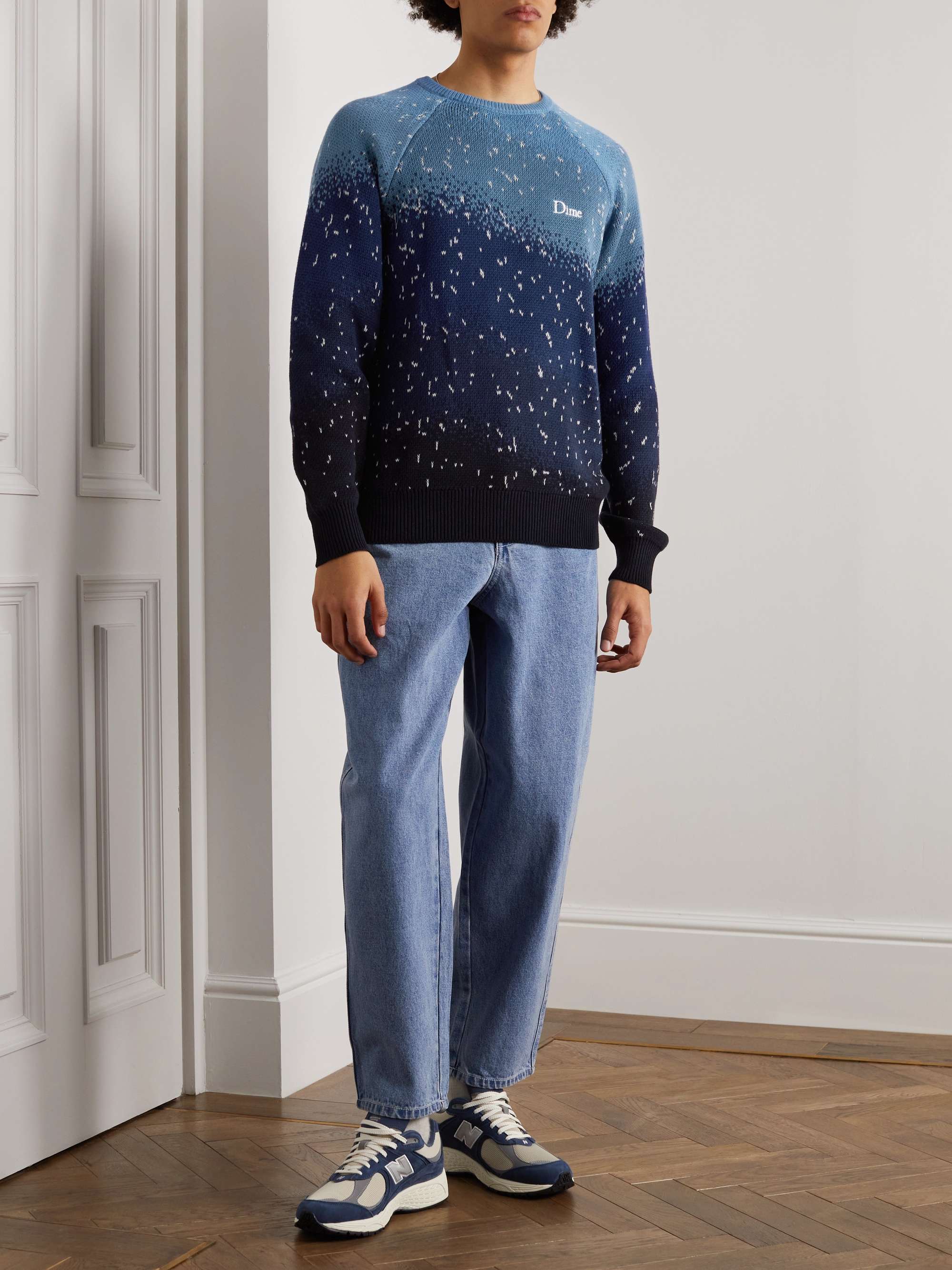 DIME Magic Logo-Embroidered Intarsia-Knit Sweater