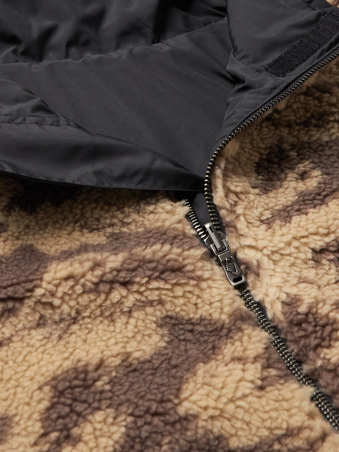 Shop Nike Reversible Camouflage-print Fleece And Shell Jacket In Brown