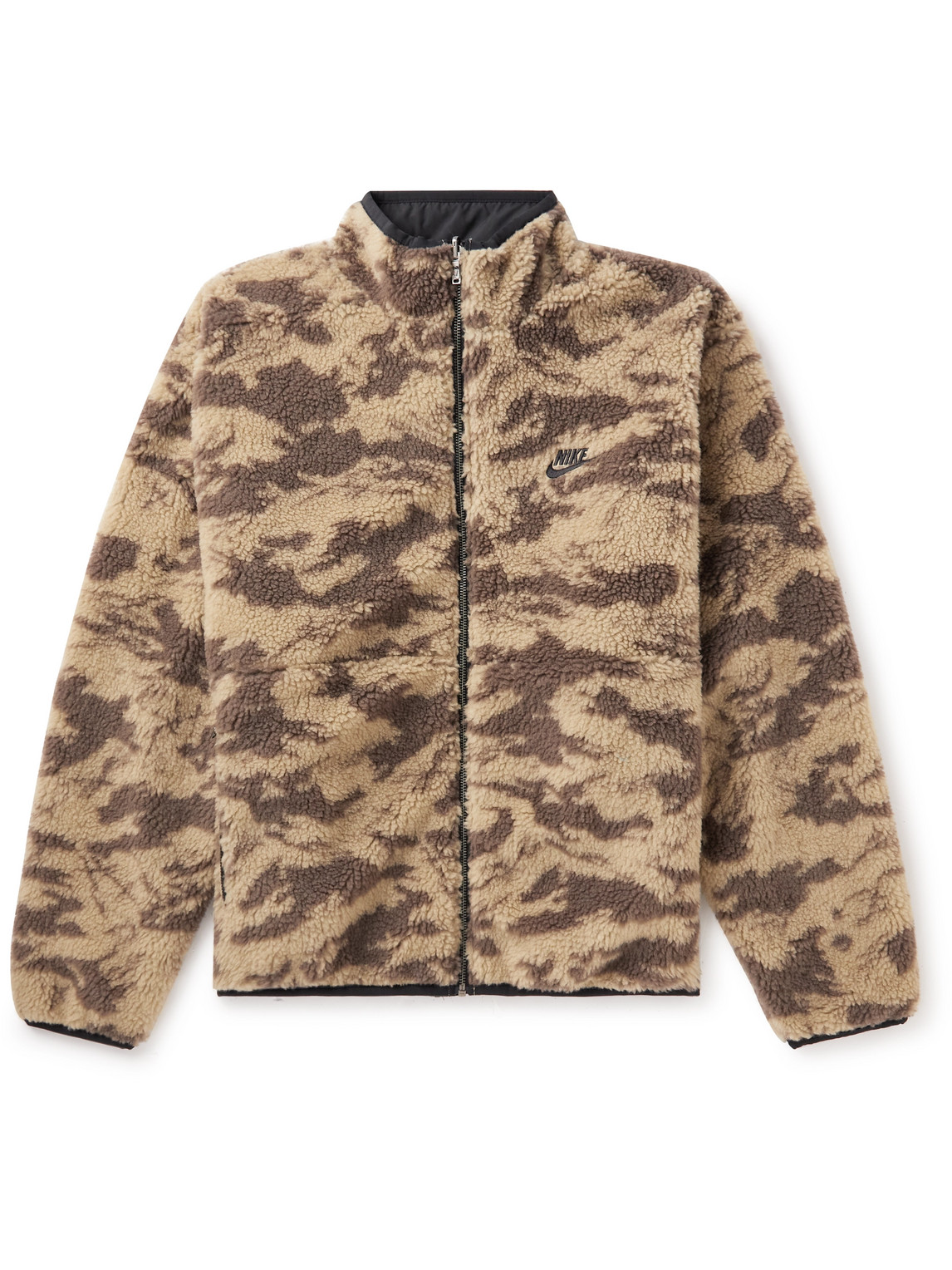 Nike Reversible Camouflage-print Fleece And Shell Jacket In Brown