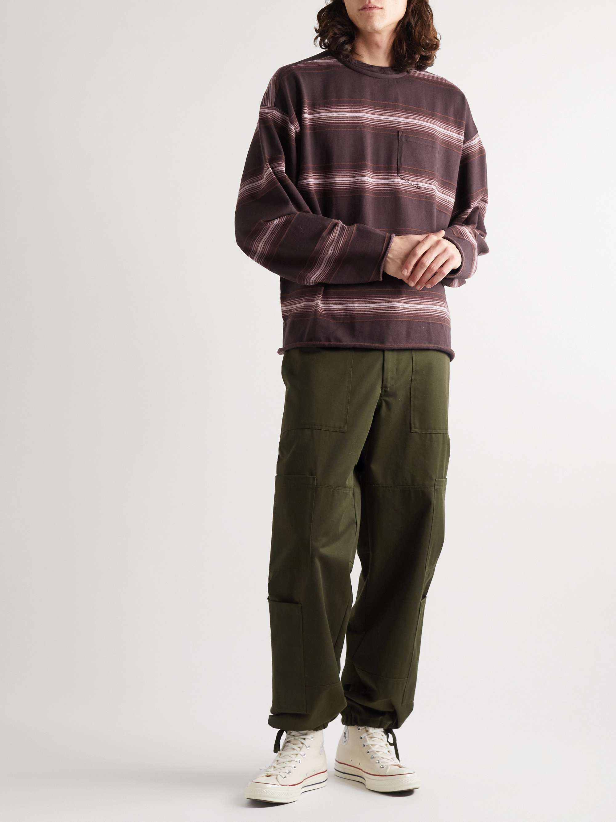 REMI RELIEF Striped Cotton-Blend Jersey T-Shirt
