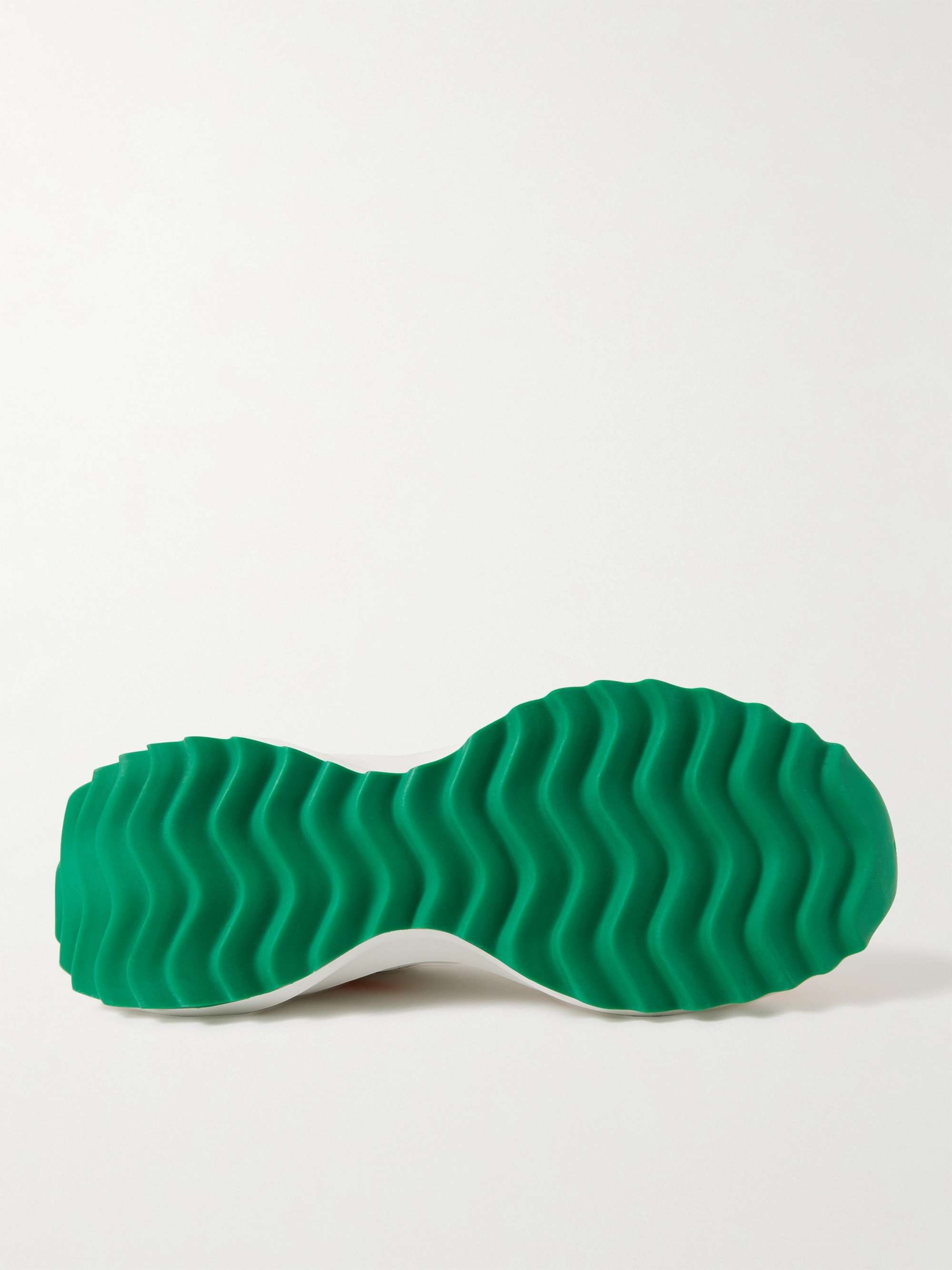 CASABLANCA Atlantis Suede-Trimmed Perforated Leather Sneakers