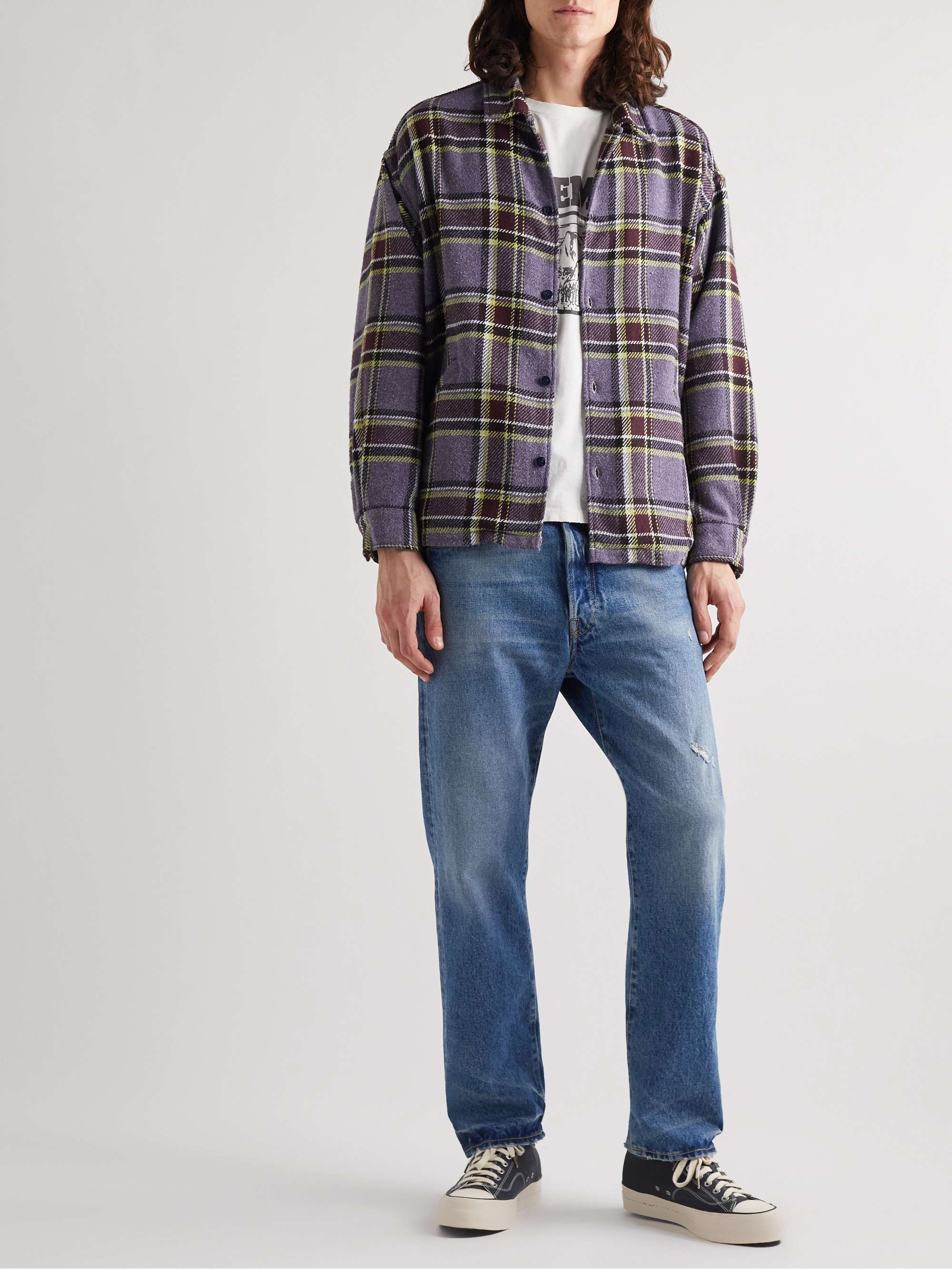 REMI RELIEF Checked Cotton-Blend Flannel Shirt