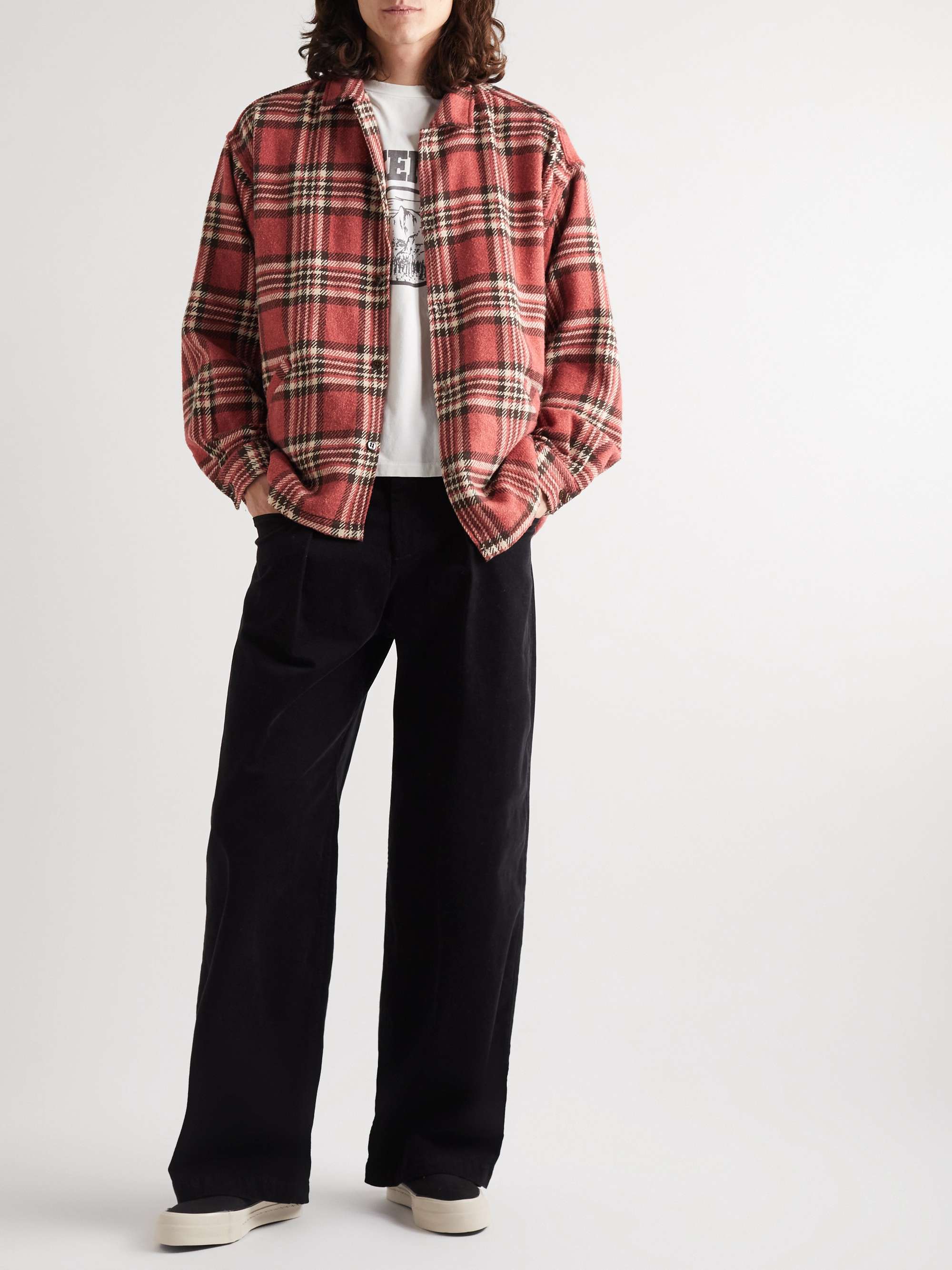 REMI RELIEF Checked Cotton-Blend Flannel Shirt