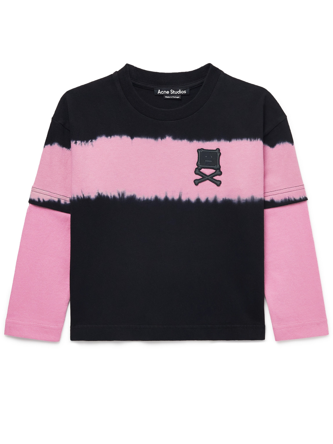 Acne Studios Mini Exford Logo-appliquéd Tie-dyed Cotton-jersey T-shirt In Black