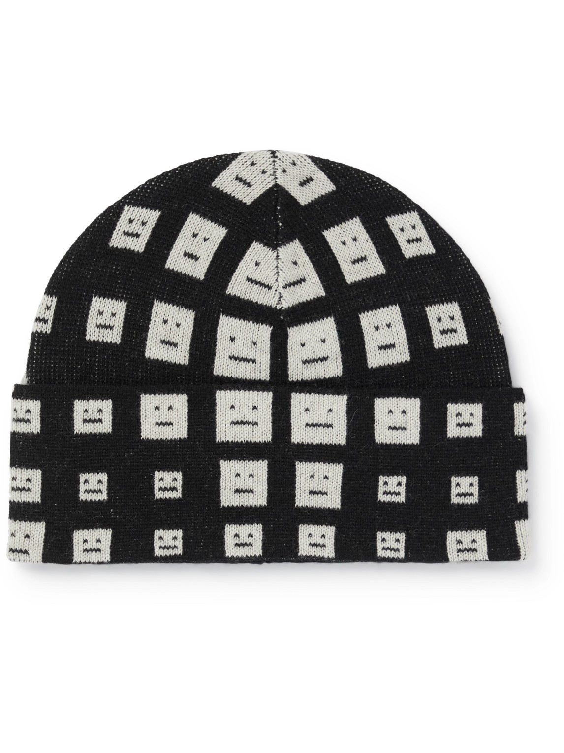 Acne Studios Mini Kian Optical Logo-jacquard Wool Beanie In Black