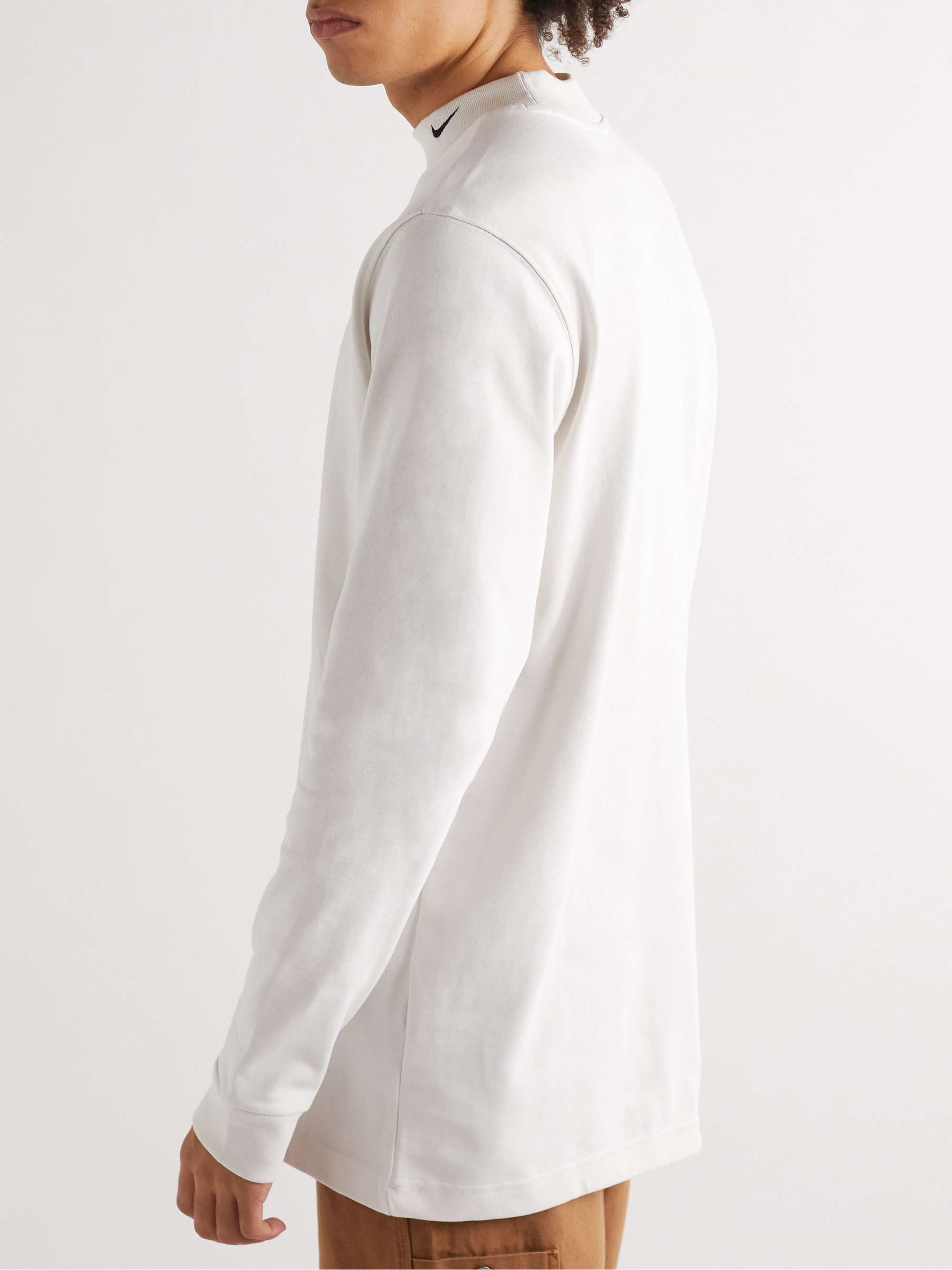 NIKE Logo-Embroidered Cotton-Jersey Mock-Neck T-Shirt for Men | MR PORTER