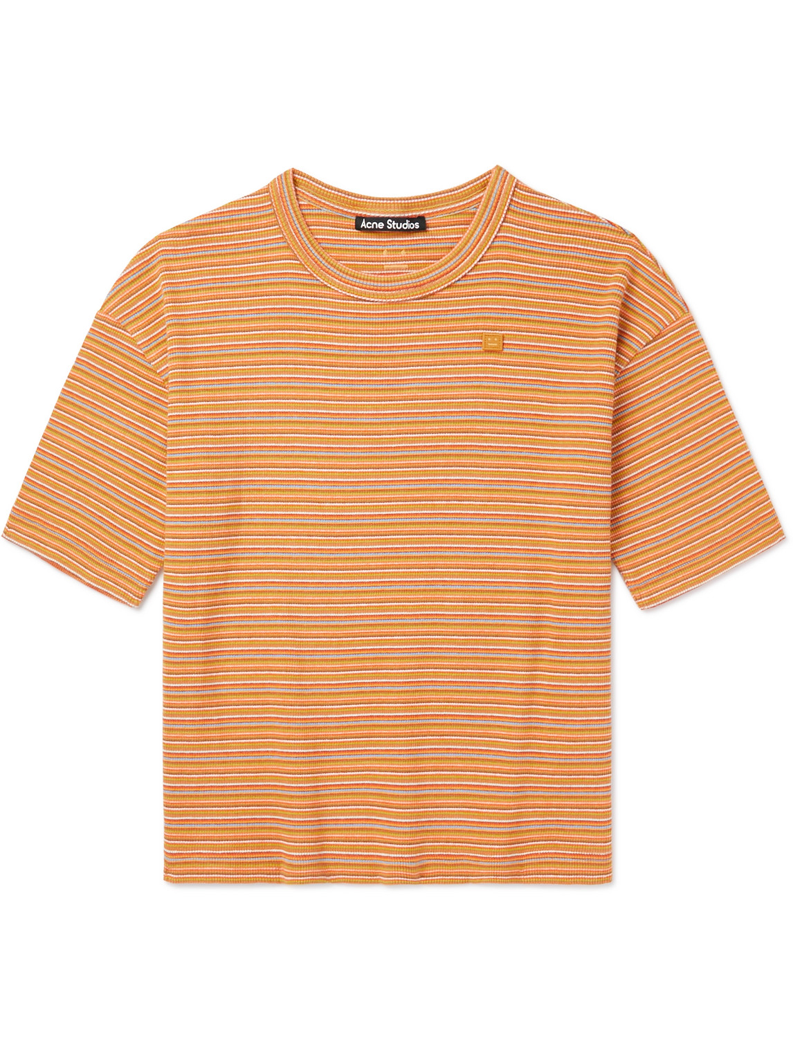 Acne Studios Logo-appliquèd Striped Cotton-jersey T-shirt In Orange