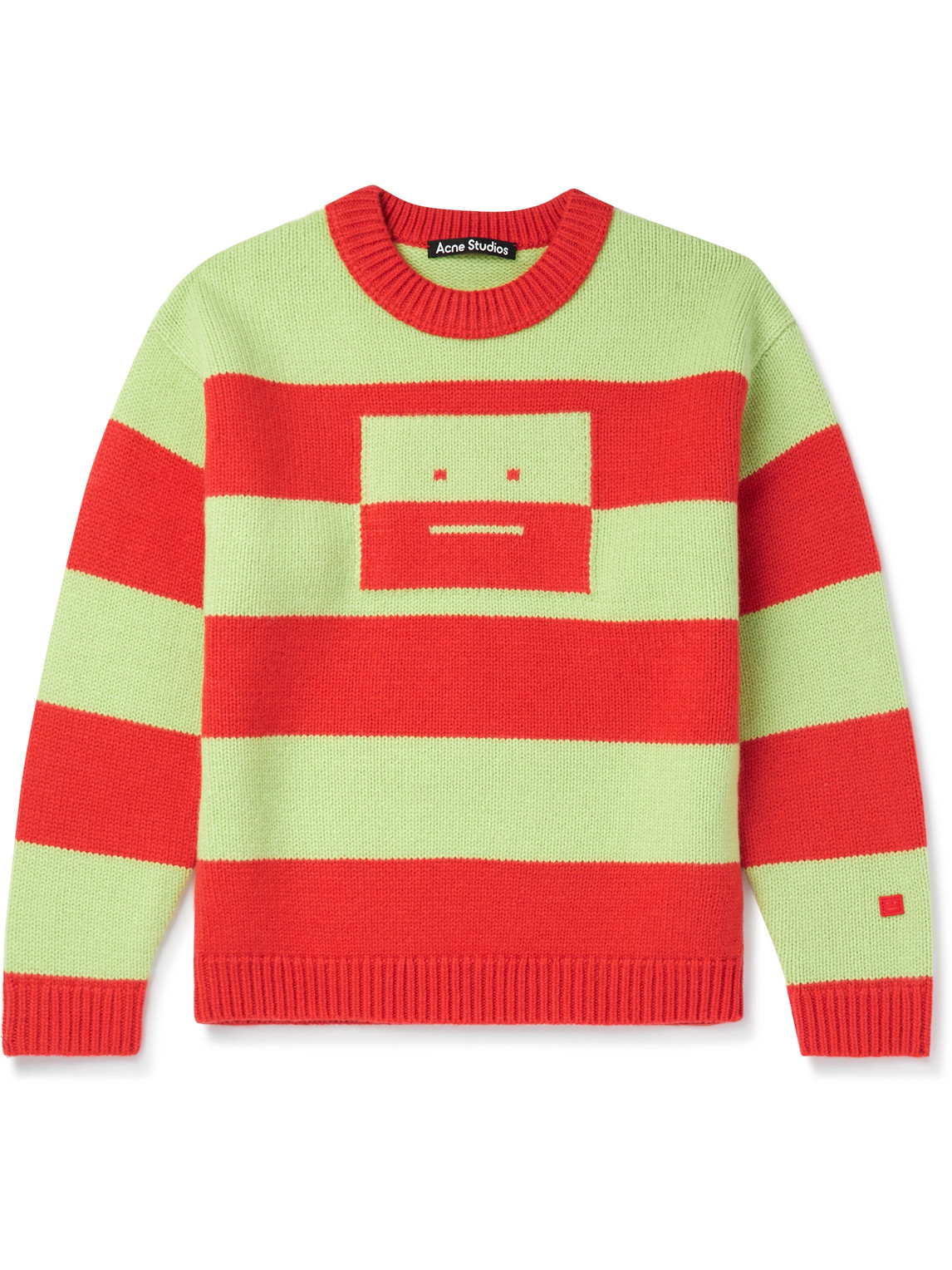 ACNE STUDIOS LOGO-JACQUARD STRIPED WOOL SWEATER