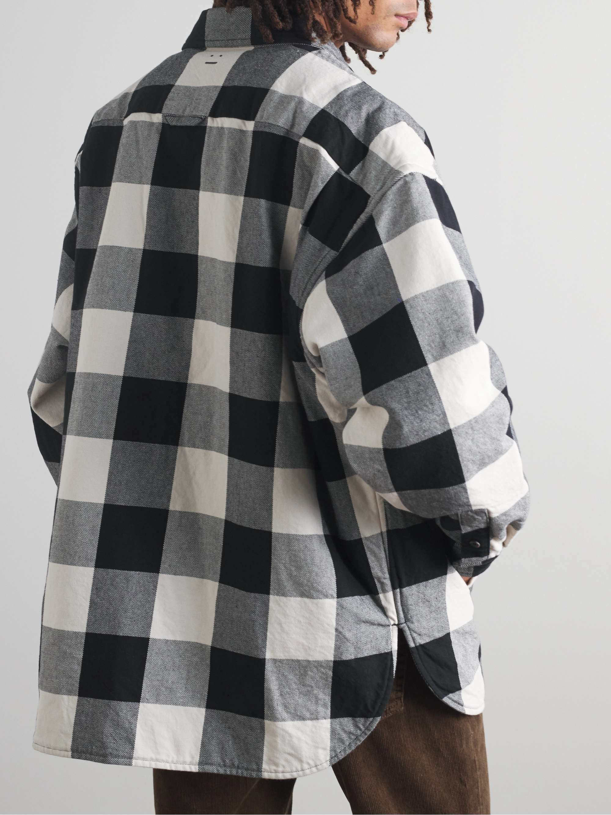 ACNE STUDIOS Logo-Embroidered Checked Padded Cotton Overshirt