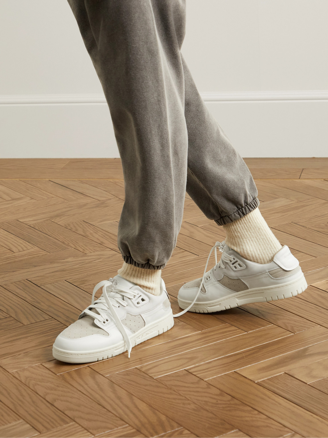 Shop Acne Studios Suede, Nubuck And Leather Sneakers In White