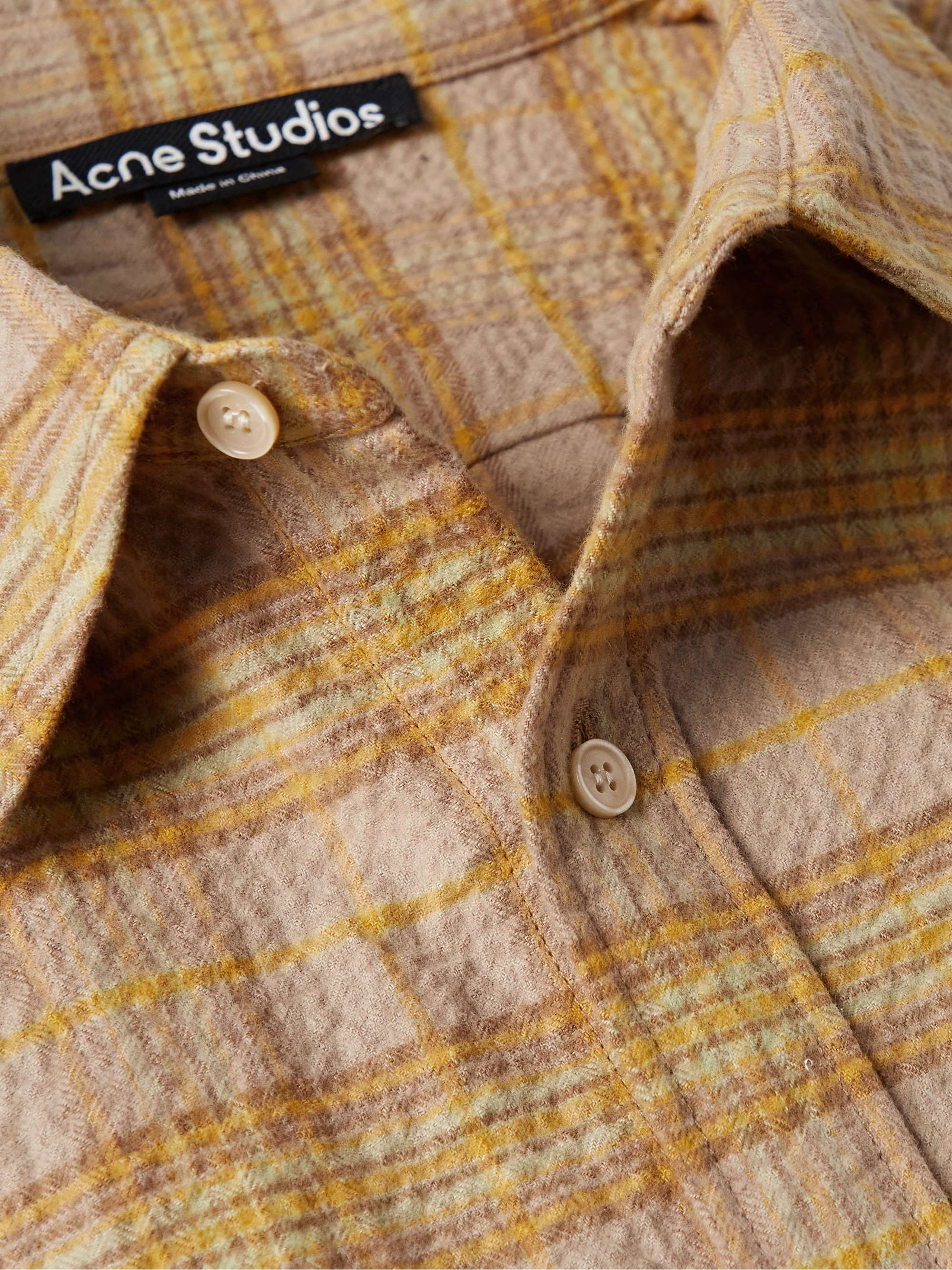 ACNE STUDIOS Sarlie Checked Crinkled Cotton-Blend Flannel Shirt