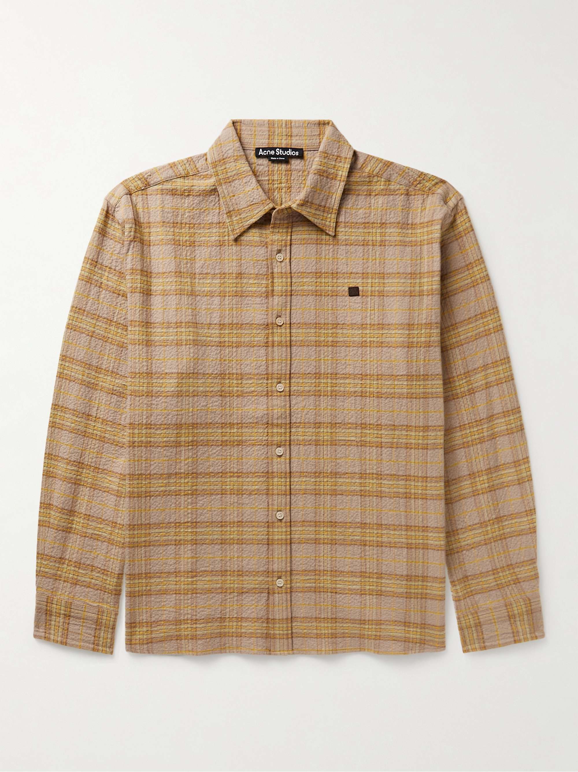 ACNE STUDIOS Sarlie Checked Crinkled Cotton-Blend Flannel Shirt