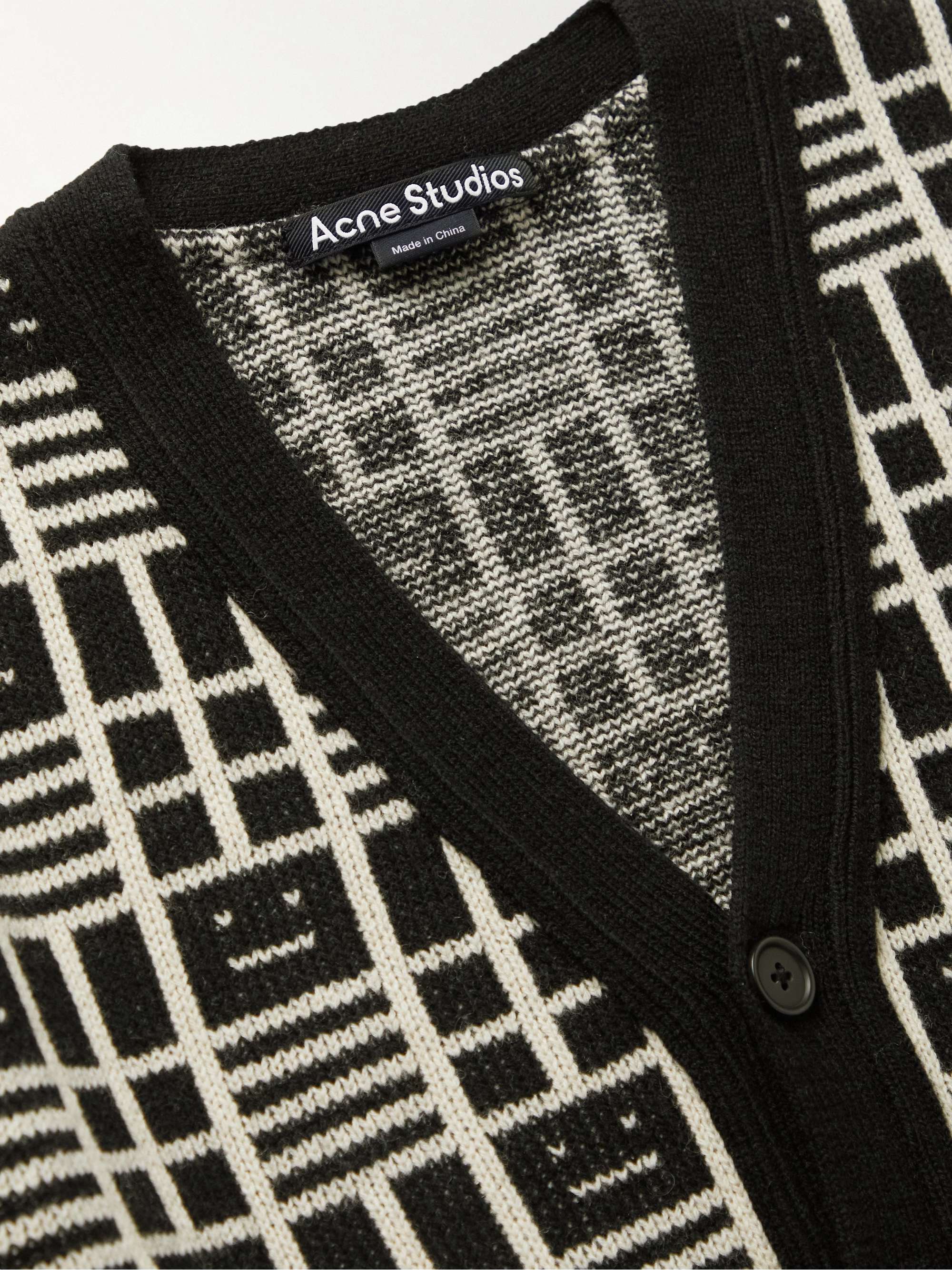 ACNE STUDIOS Kargot Logo-Jacquard Wool Cardigan