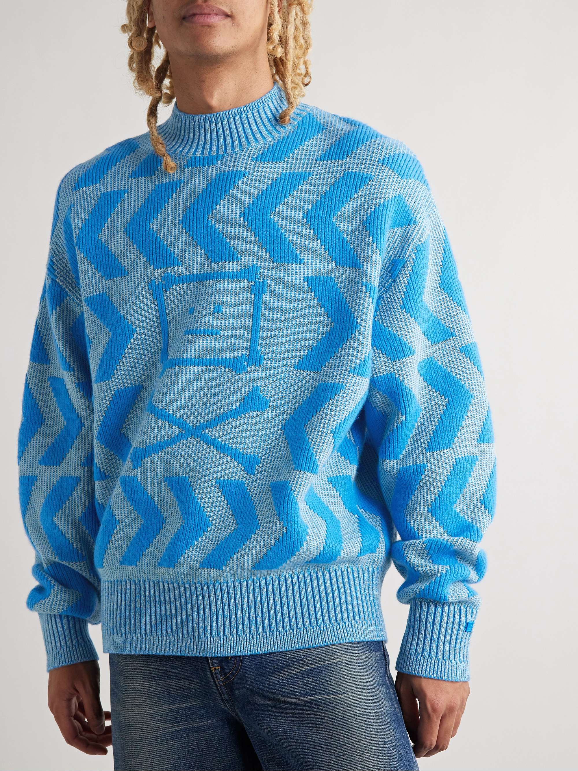 ACNE STUDIOS Intarsia Wool and Cotton-Blend Sweater