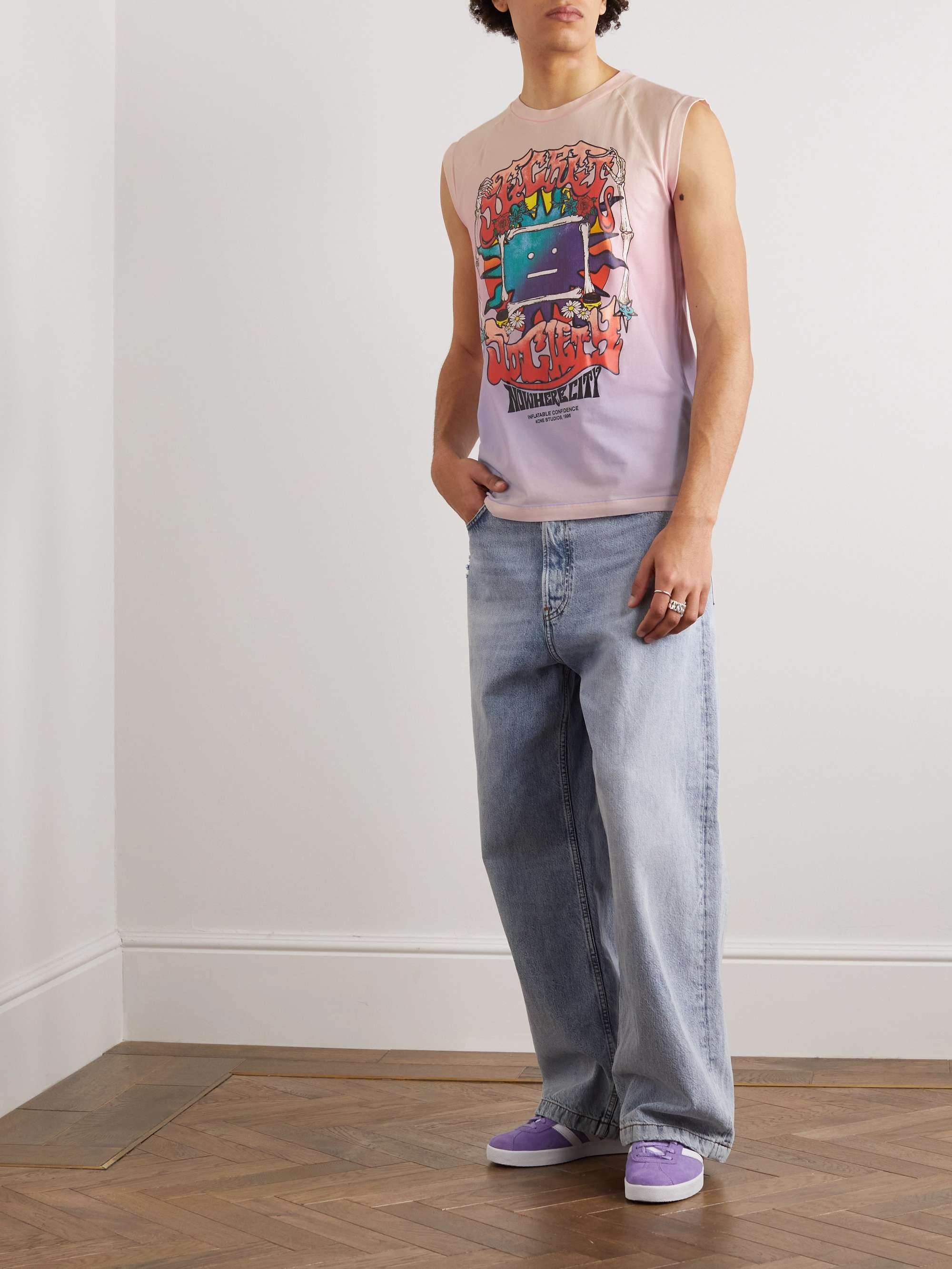 ACNE STUDIOS Ewor Printed Stretch-Cotton Jersey Tank Top